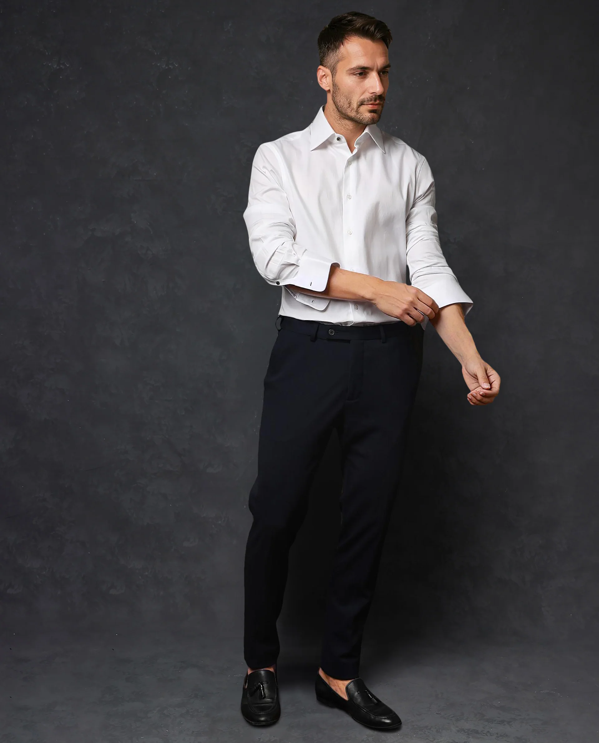 Rare Rabbit Men's Clade White Cotton Plain Regular Fit Full Sleeve Collared Shirt - Image 2