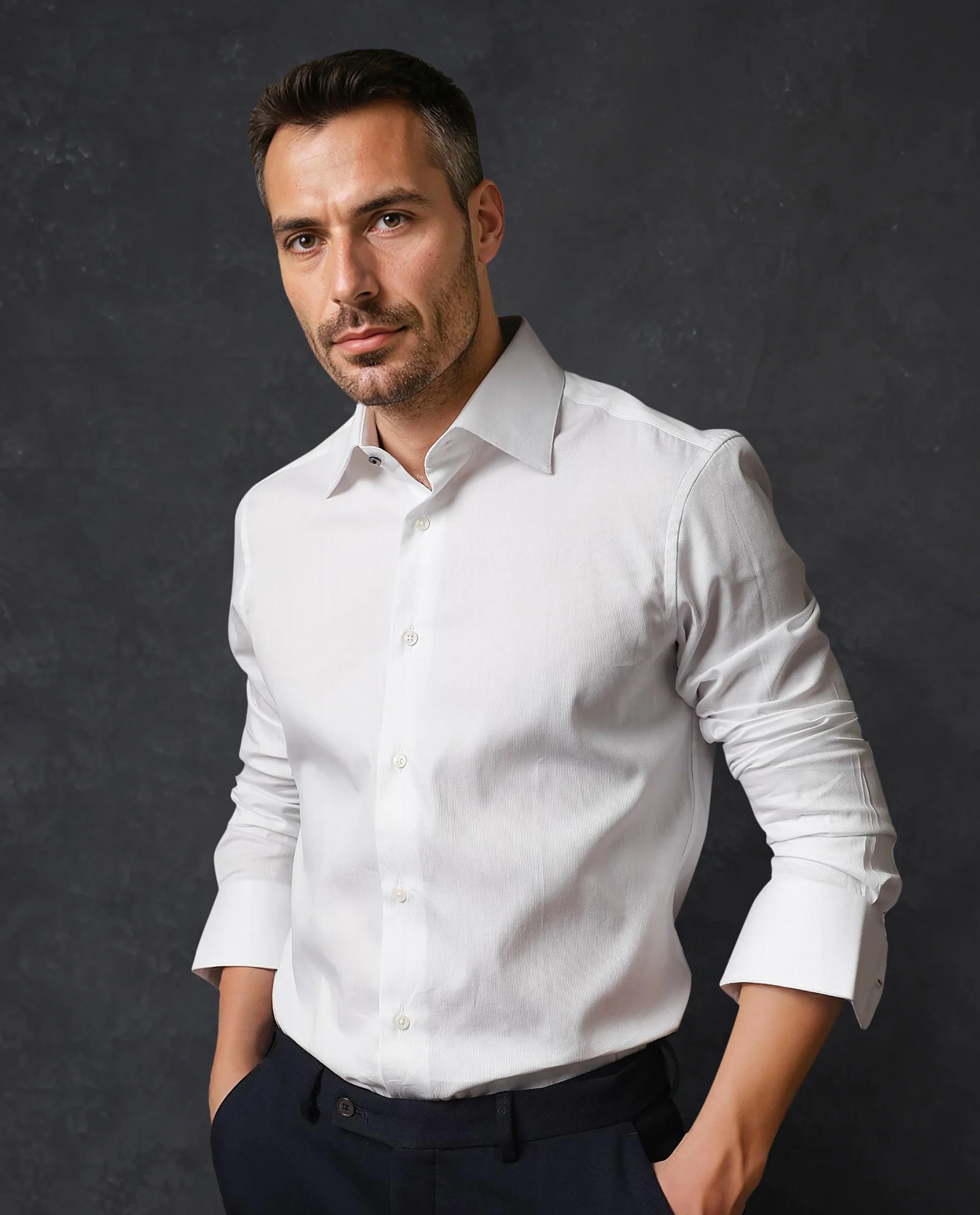 Rare Rabbit Men's Clade White Cotton Plain Regular Fit Full Sleeve Collared Shirt - Image 3