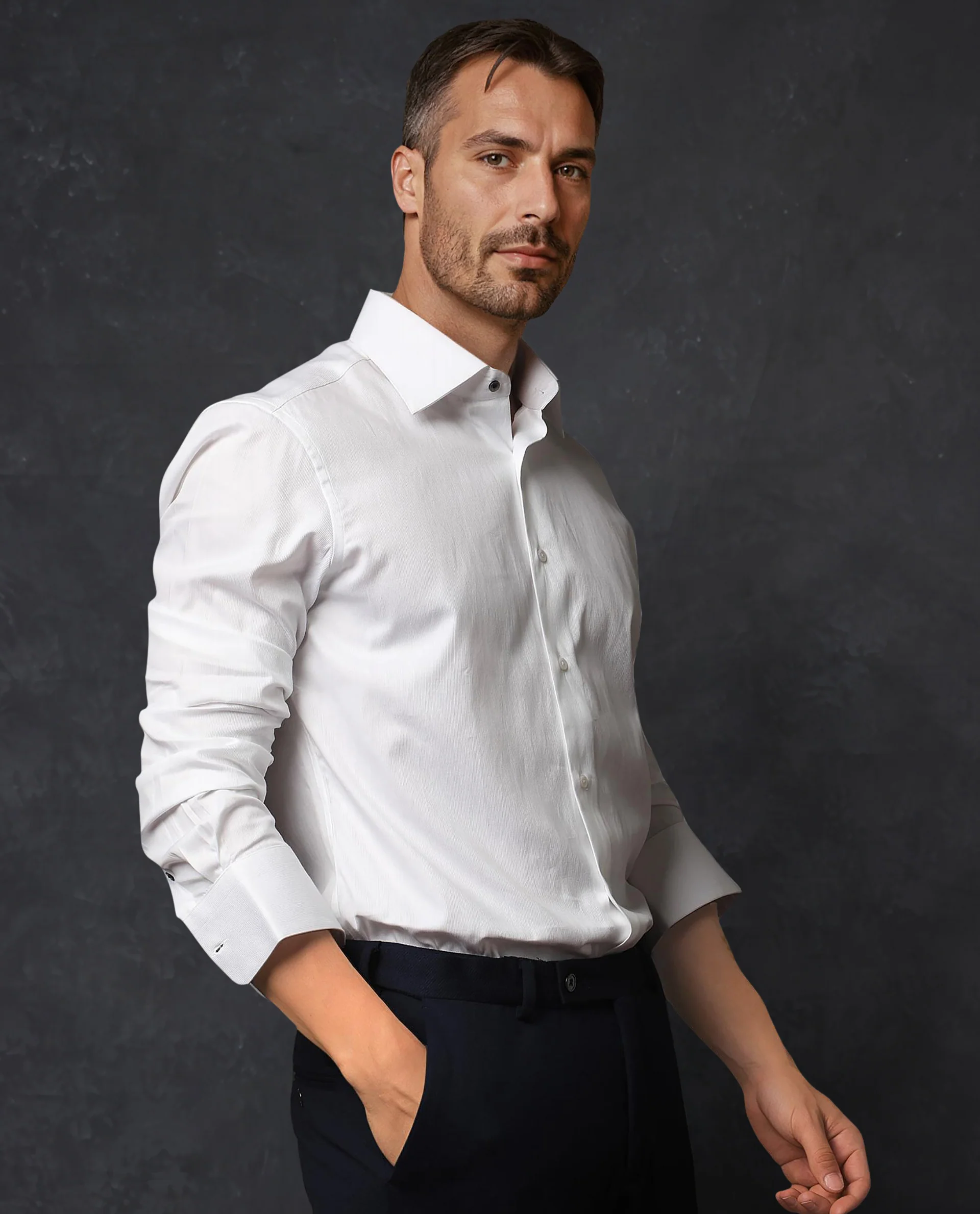 Rare Rabbit Men's Clade White Cotton Plain Regular Fit Full Sleeve Collared Shirt - Image 5