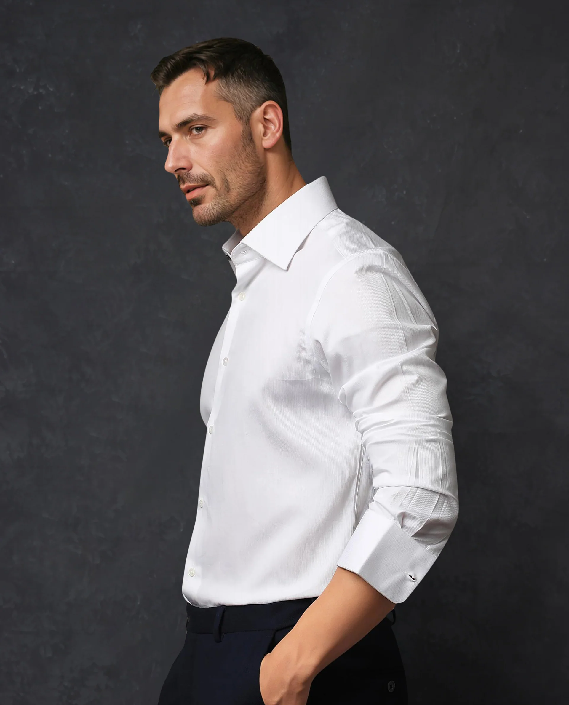 Rare Rabbit Men's Clade White Cotton Plain Regular Fit Full Sleeve Collared Shirt - Image 6