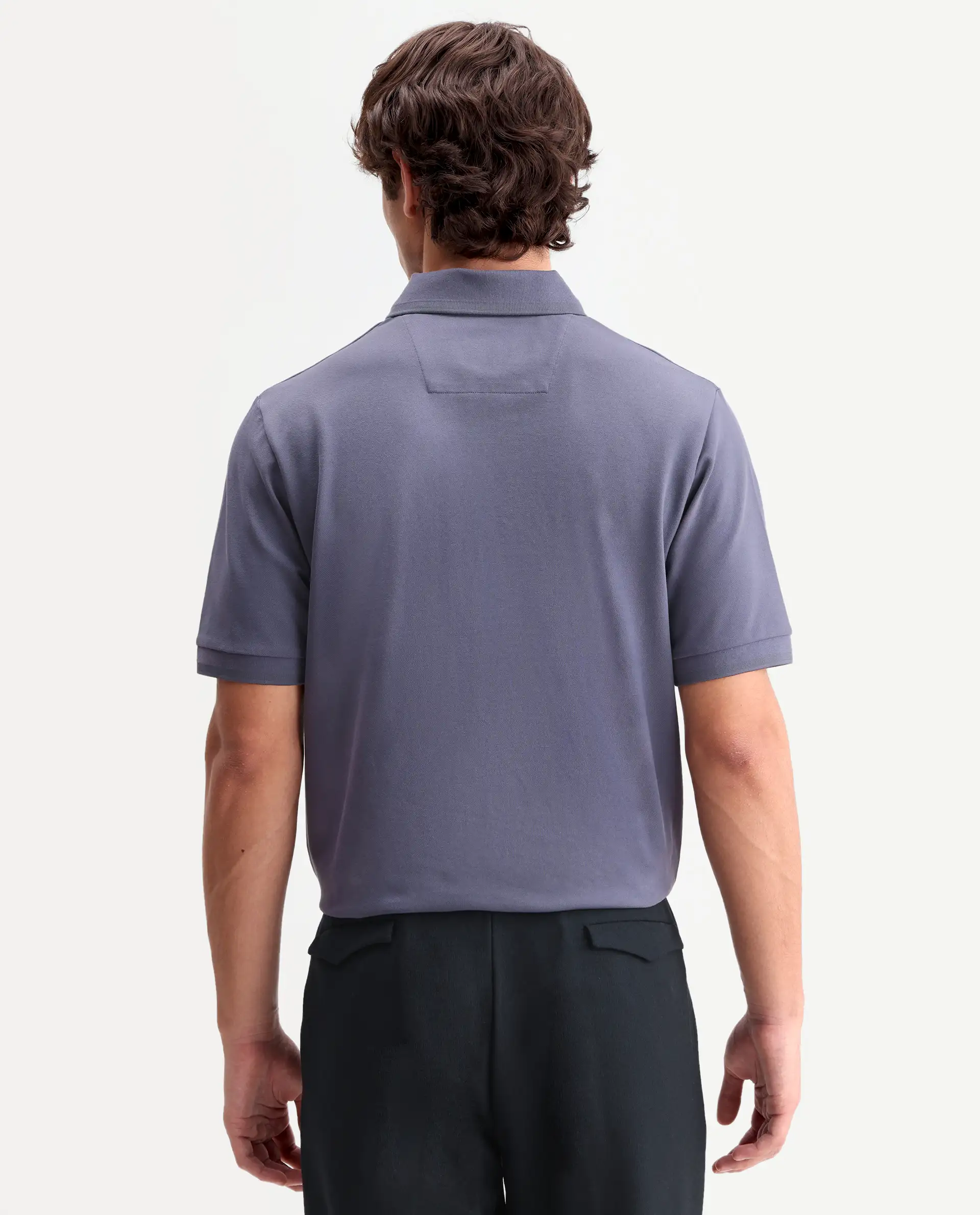 Rare Rabbit Men's Clak Dark Purple Cotton Blend Fabric Half Sleeve Spread Collar Regular Fit Plain Polo - Image 7