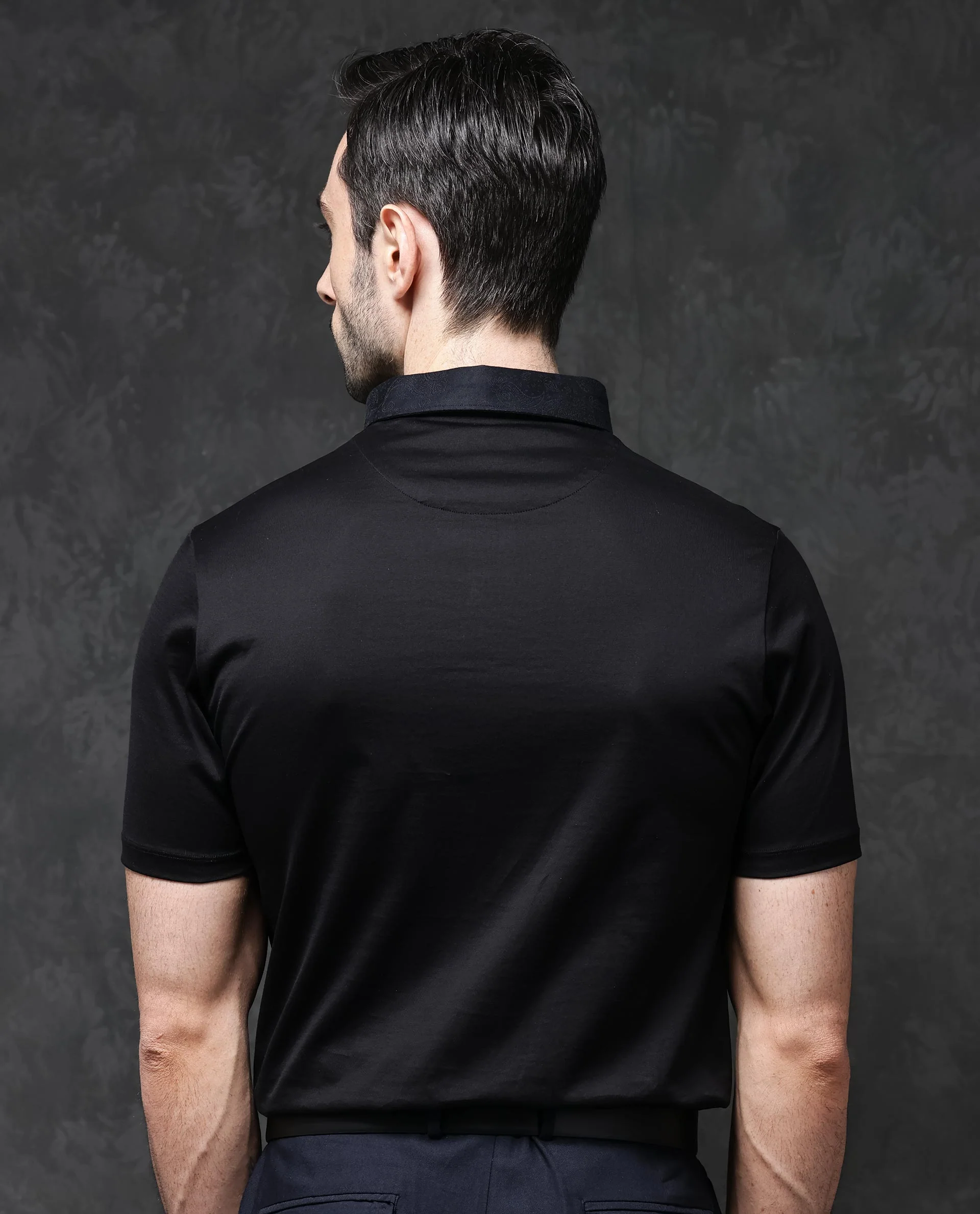 Rare Rabbit Men's Guild Casual Clarance Black Cotton Plain Regular Fit Half Sleeve Polo - Image 7