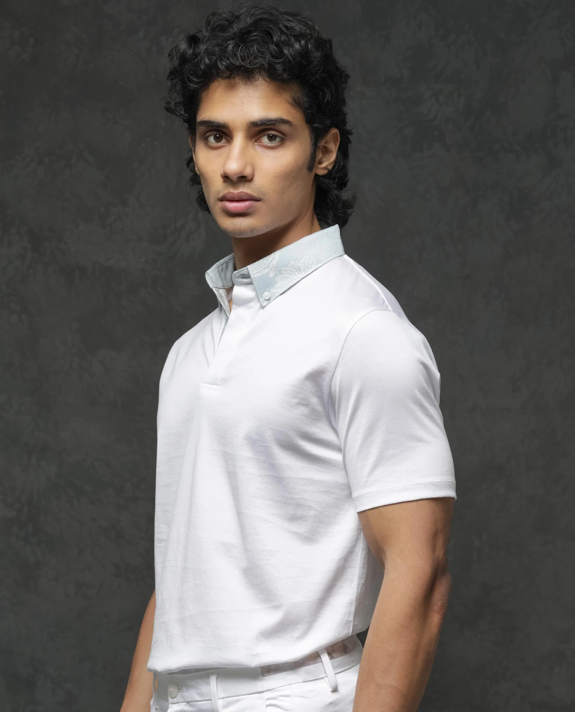 Rare Rabbit Men's Clarance White Cotton Plain Regular Fit Half Sleeve Polo - Image 6
