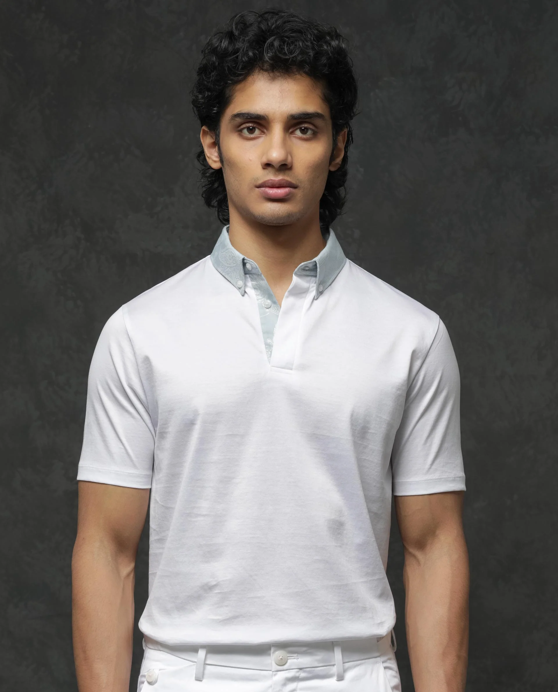 Rare Rabbit Men's Clarance White Cotton Plain Regular Fit Half Sleeve Polo - Image 7