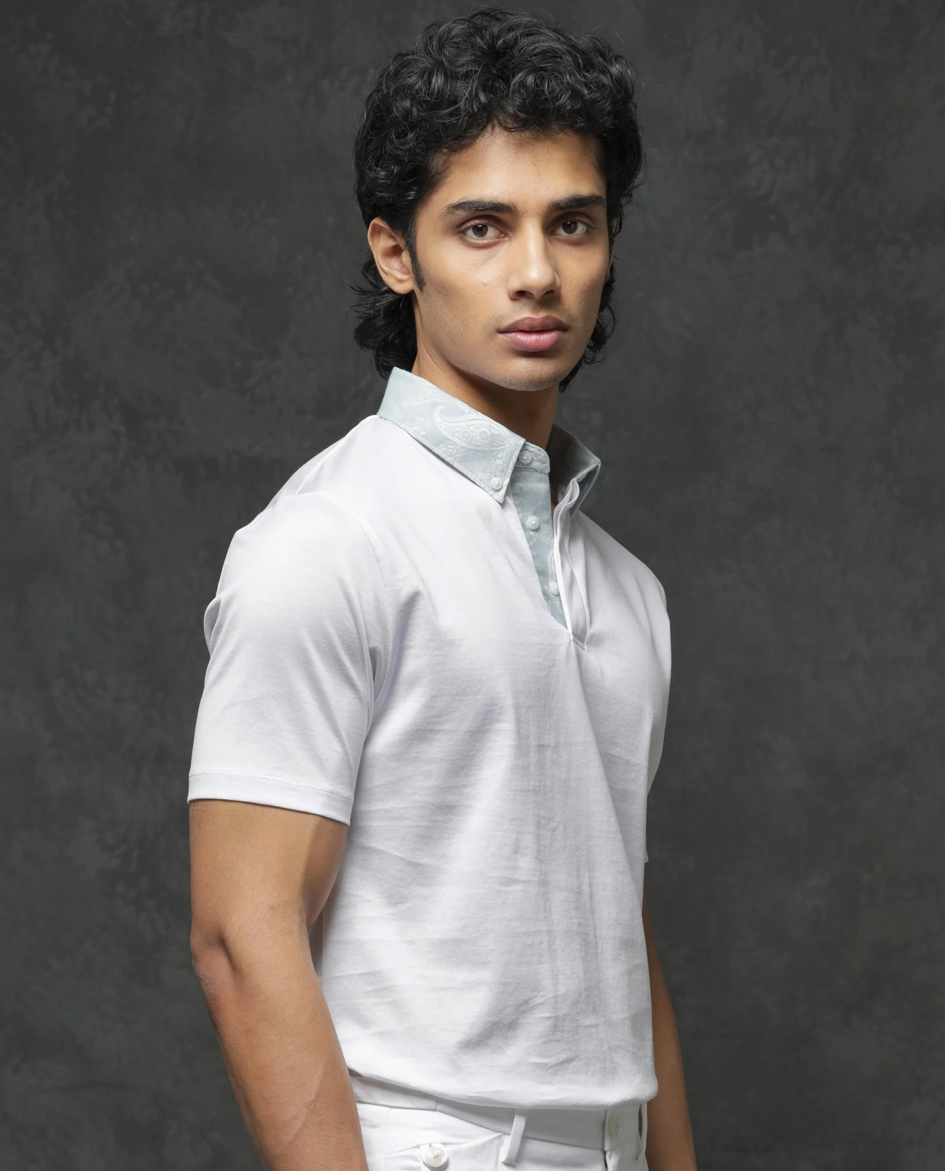 Rare Rabbit Men's Clarance White Cotton Plain Regular Fit Half Sleeve Polo - Image 8