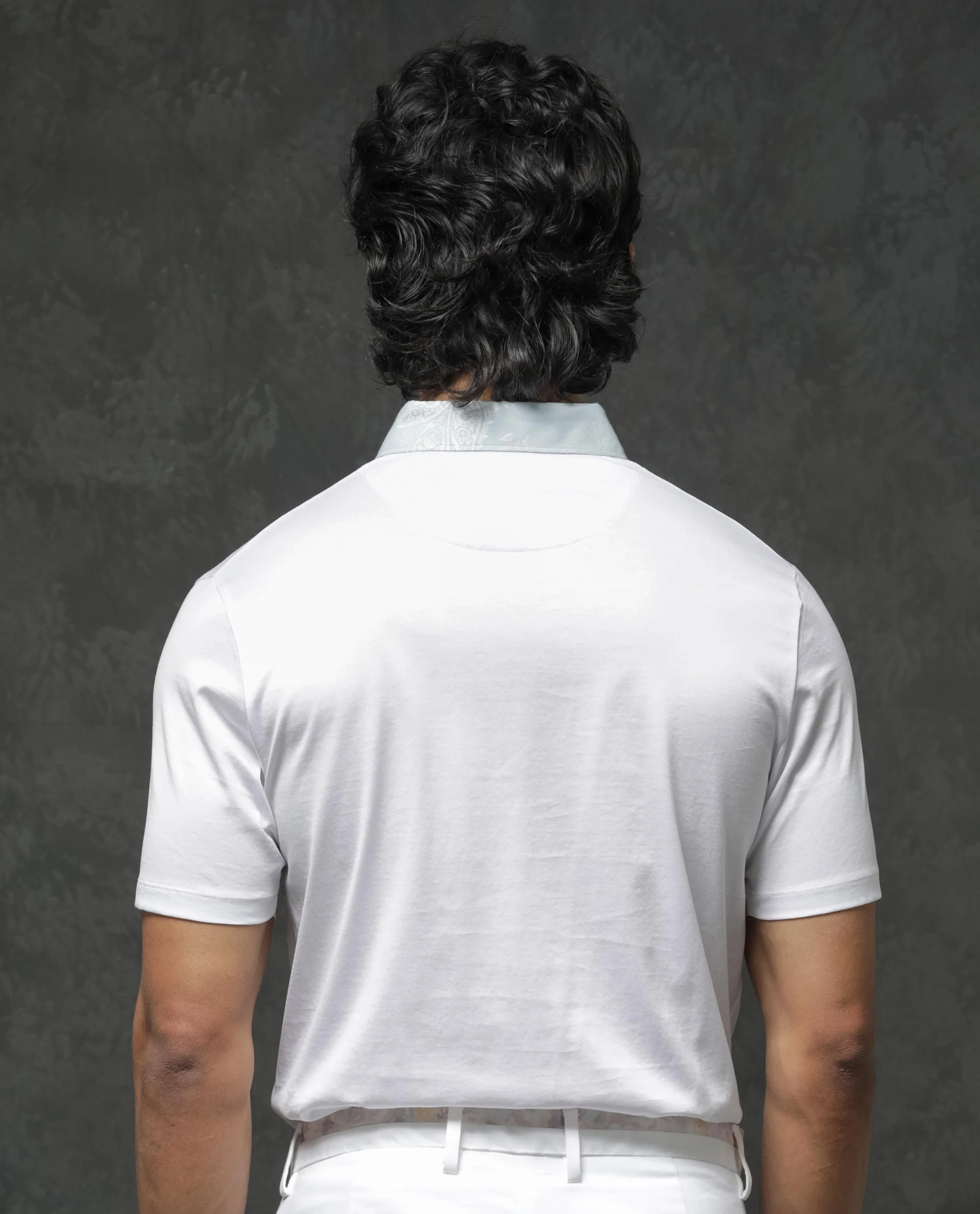 Rare Rabbit Men's Clarance White Cotton Plain Regular Fit Half Sleeve Polo - Image 9