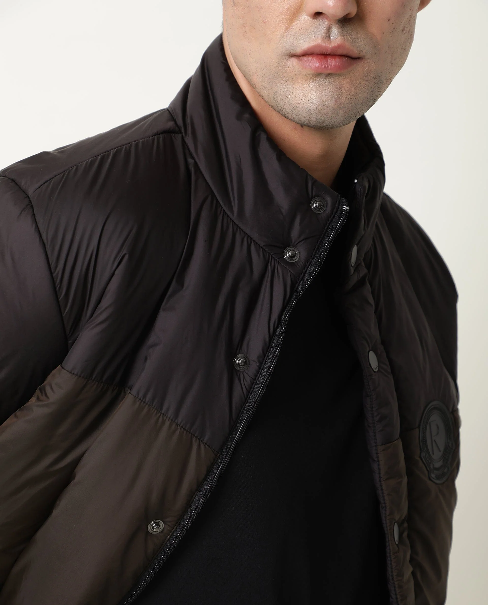 Rare Rabbit Men's Clare Black Polyester Ombre Relaxed Fit Full Sleeve High Neck Jacket - Image 10