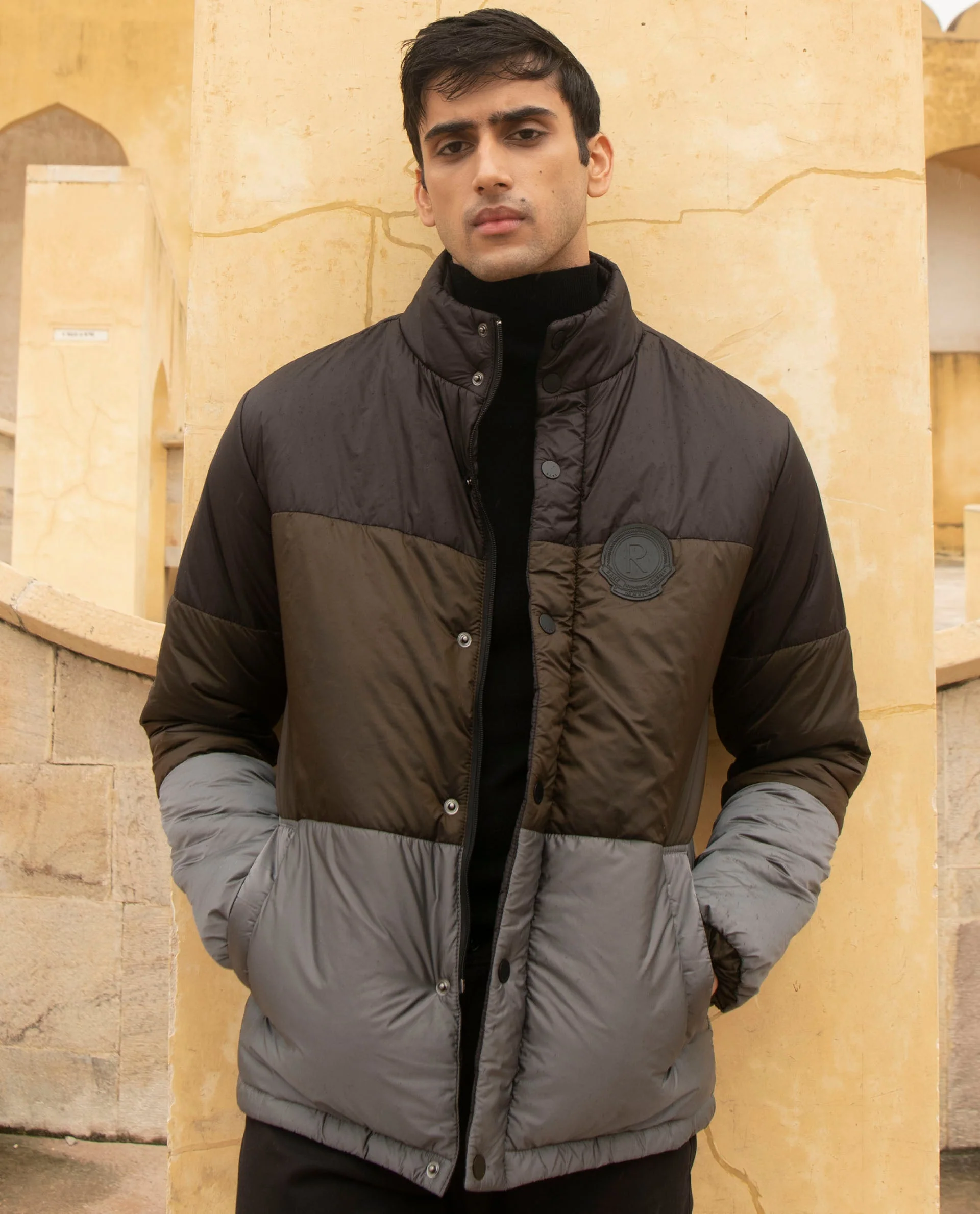 Rare Rabbit Men's Clare Black Polyester Ombre Relaxed Fit Full Sleeve High Neck Jacket - Image 11