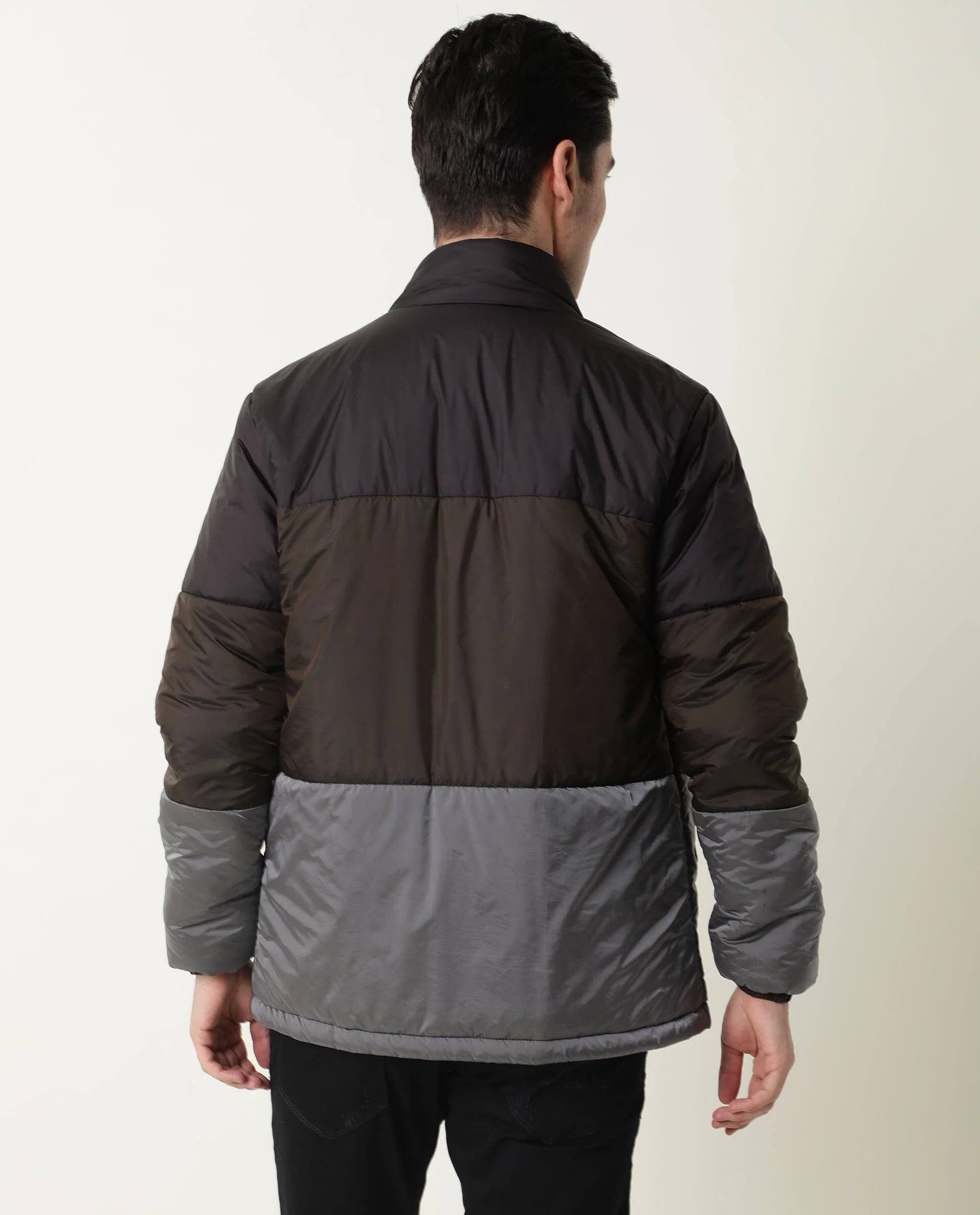 Rare Rabbit Men's Clare Black Polyester Ombre Relaxed Fit Full Sleeve High Neck Jacket - Image 12