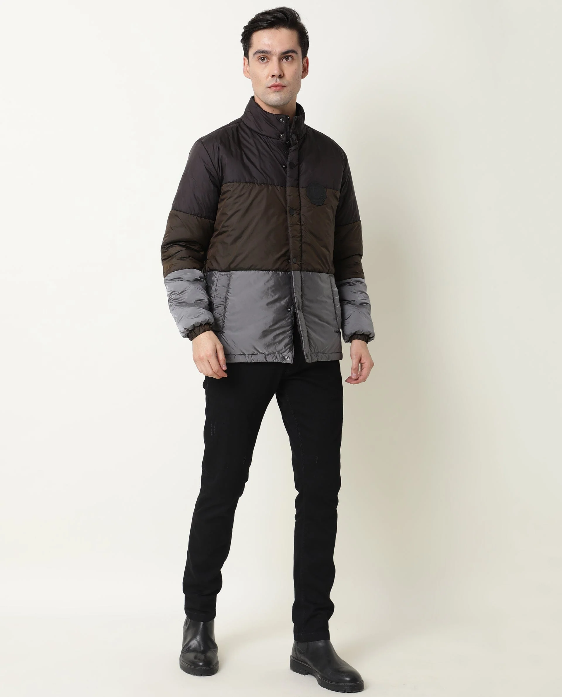 Rare Rabbit Men's Clare Black Polyester Ombre Relaxed Fit Full Sleeve High Neck Jacket - Image 2