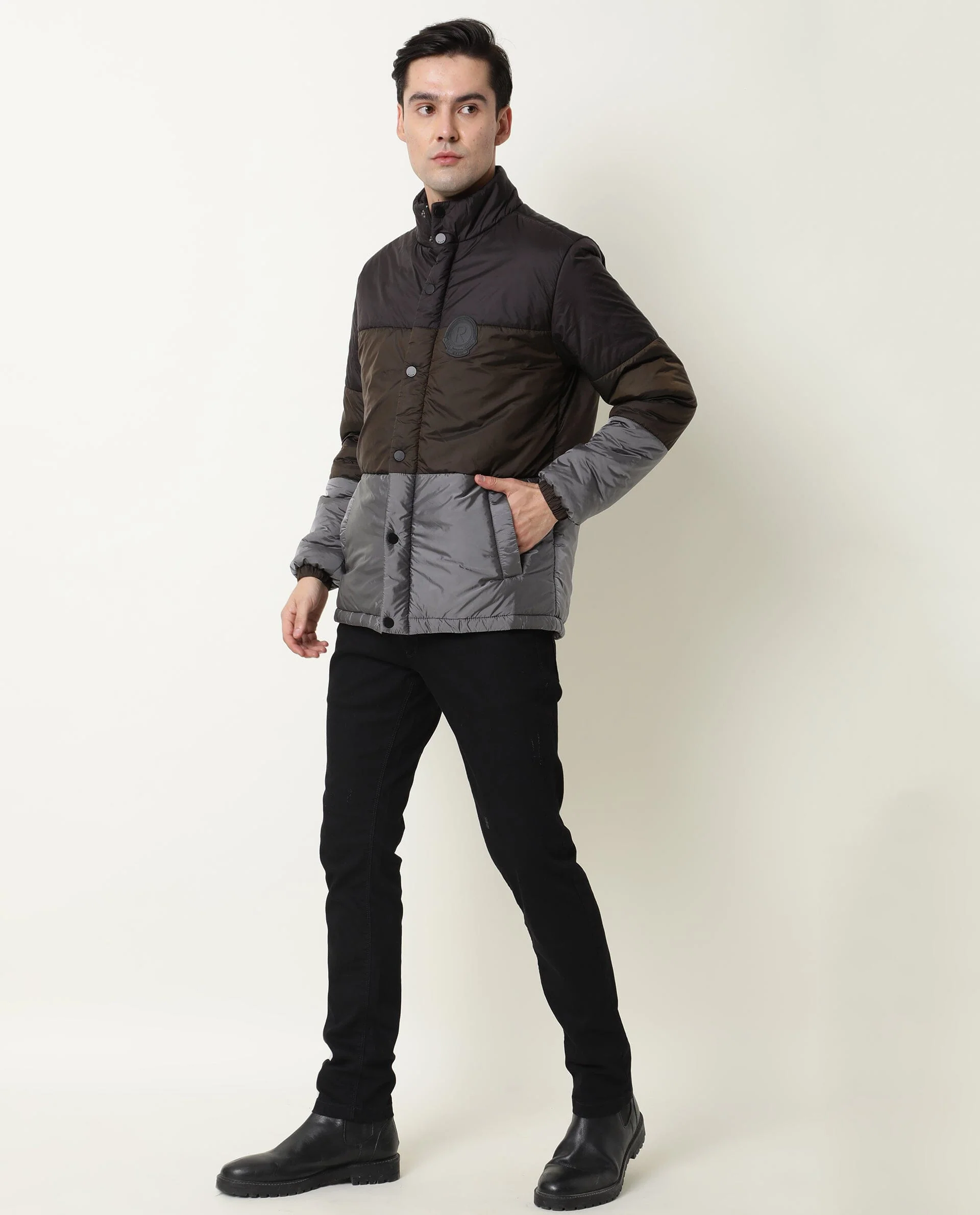 Rare Rabbit Men's Clare Black Polyester Ombre Relaxed Fit Full Sleeve High Neck Jacket - Image 3