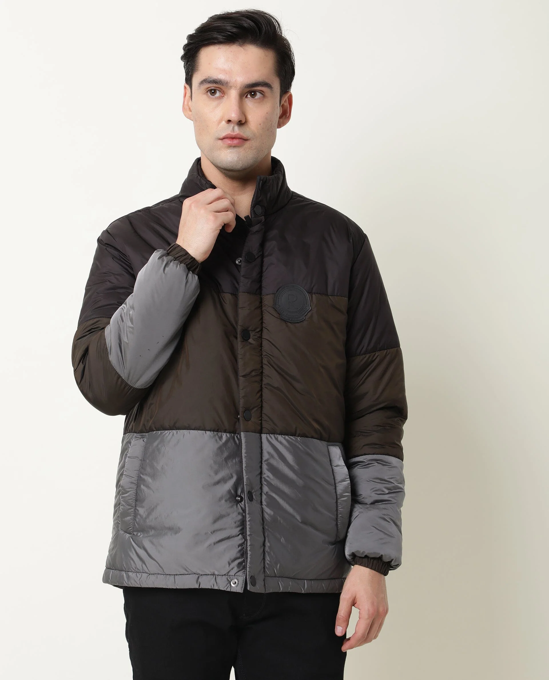 Rare Rabbit Men's Clare Black Polyester Ombre Relaxed Fit Full Sleeve High Neck Jacket - Image 5
