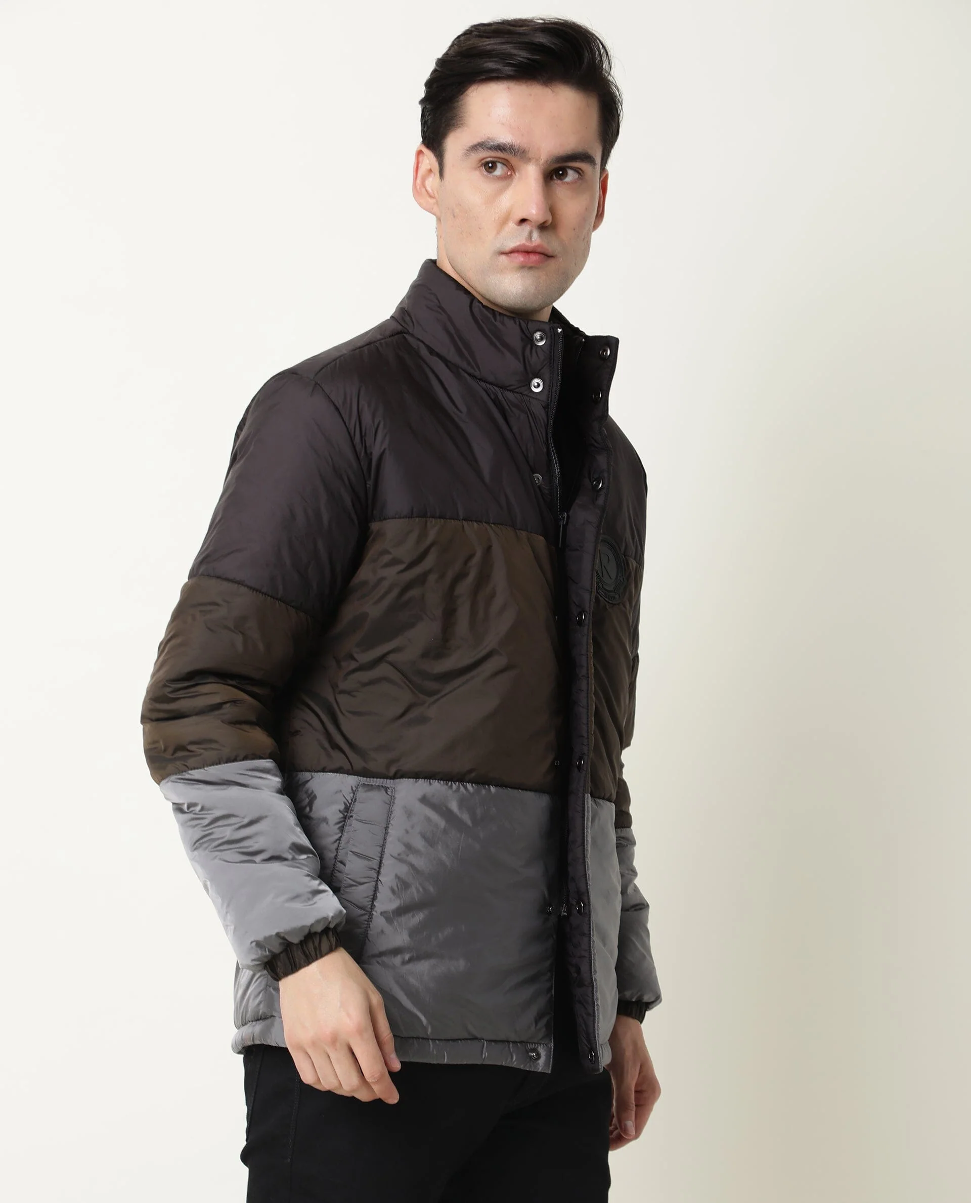 Rare Rabbit Men's Clare Black Polyester Ombre Relaxed Fit Full Sleeve High Neck Jacket - Image 6