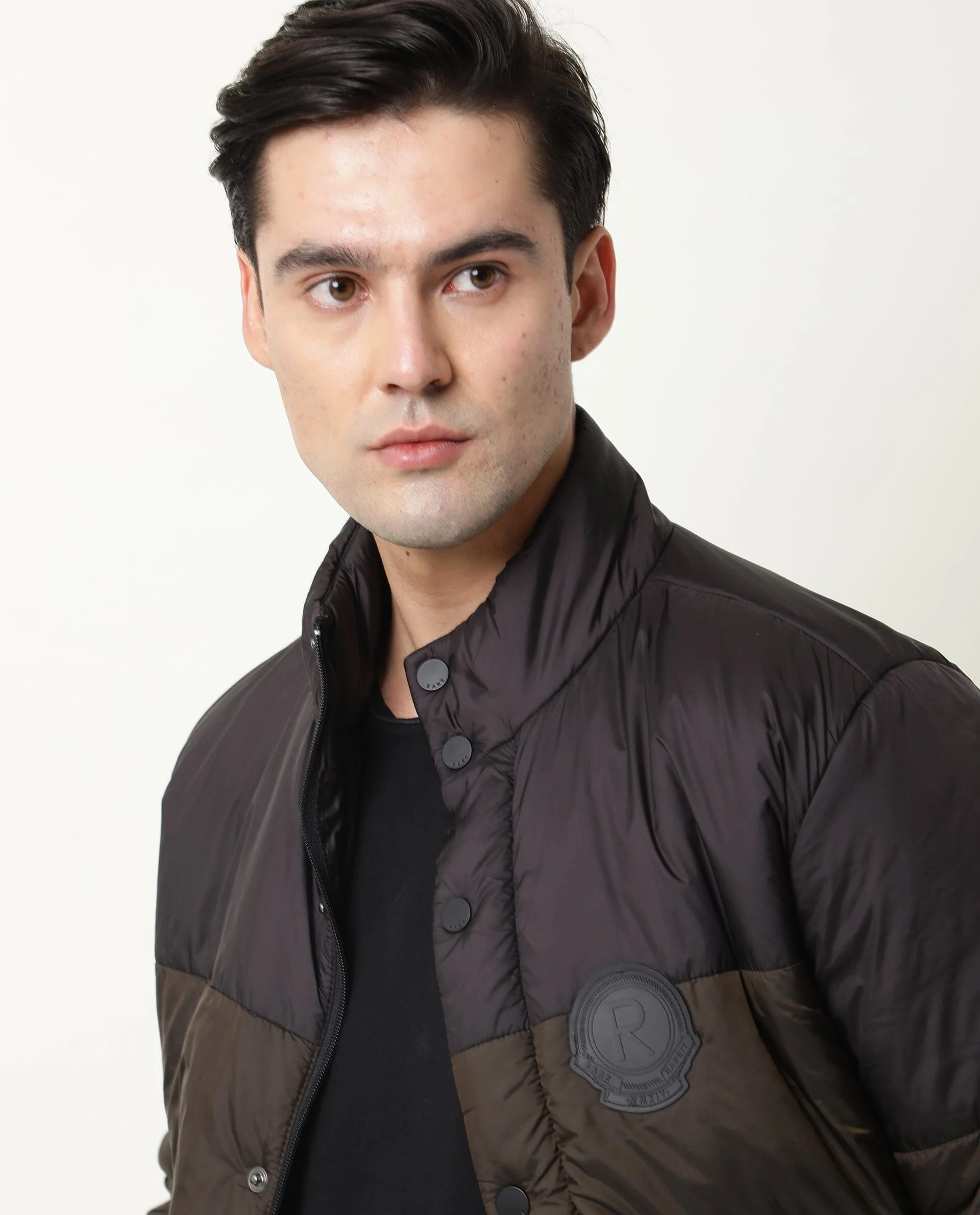 Rare Rabbit Men's Clare Black Polyester Ombre Relaxed Fit Full Sleeve High Neck Jacket - Image 8