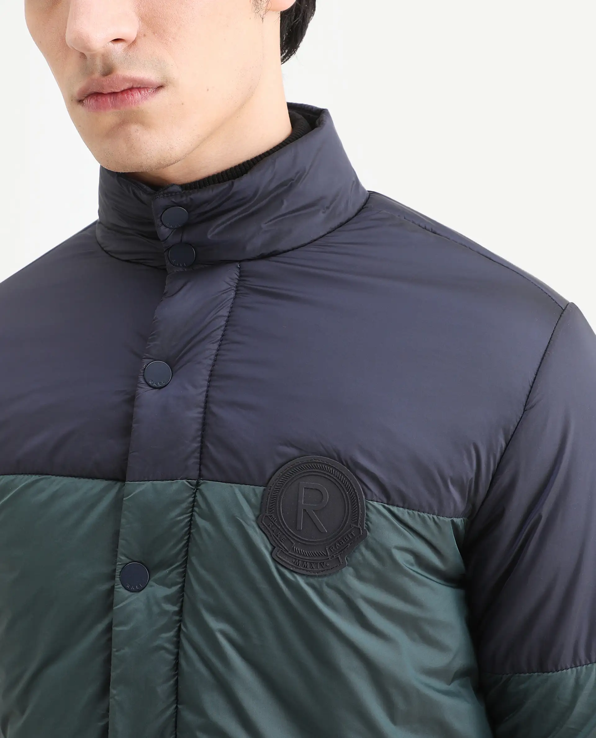 Rare Rabbit Men's Clare Navy Polyester Ombre Relaxed Fit Full Sleeve High Neck Jacket - Image 4