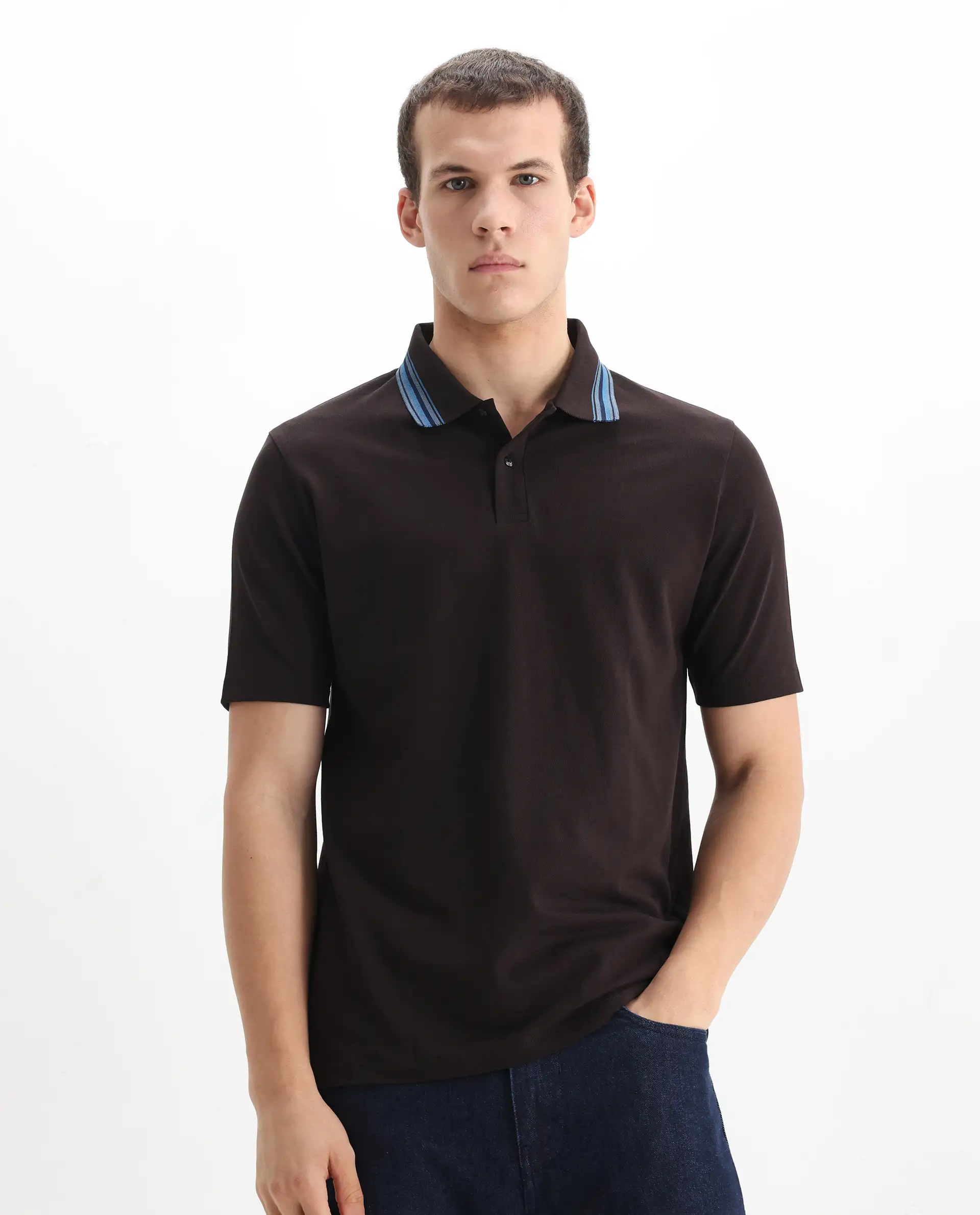 Rare Rabbit Men's Plain Regular Fit Half Sleeve Polo - Image 4