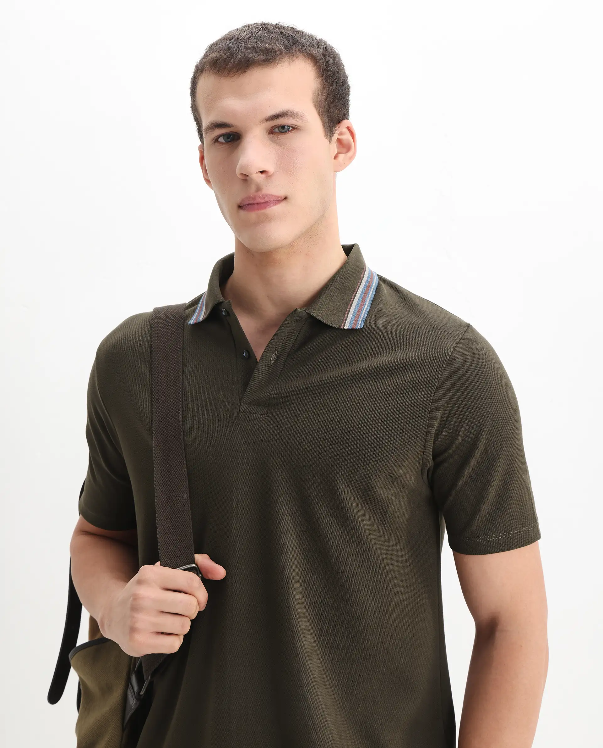 Rare Rabbit Men's Cotton Plain Regular Fit Half Sleeve Polo