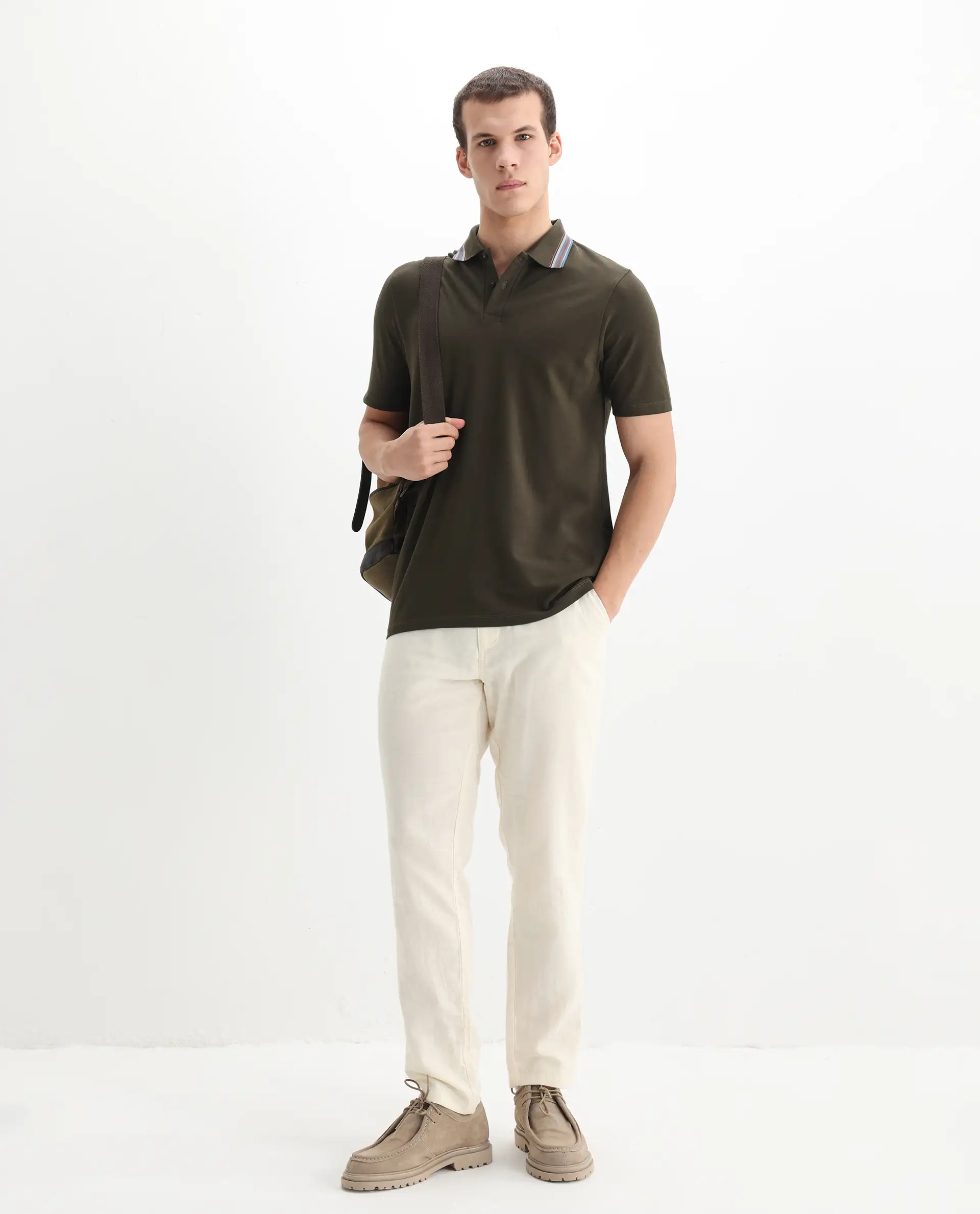 Rare Rabbit Men's Cotton Plain Regular Fit Half Sleeve Polo - Image 2