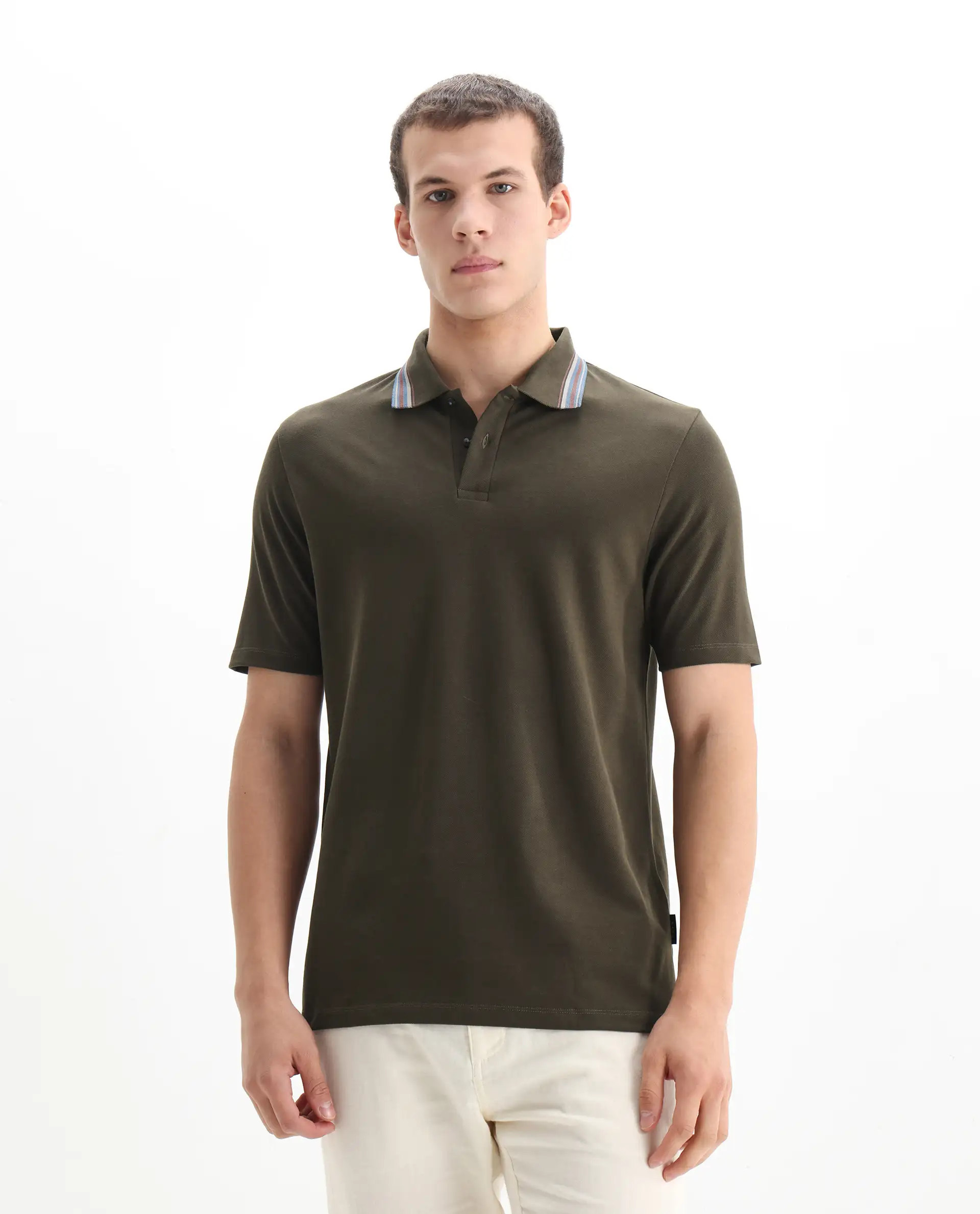 Rare Rabbit Men's Cotton Plain Regular Fit Half Sleeve Polo - Image 4