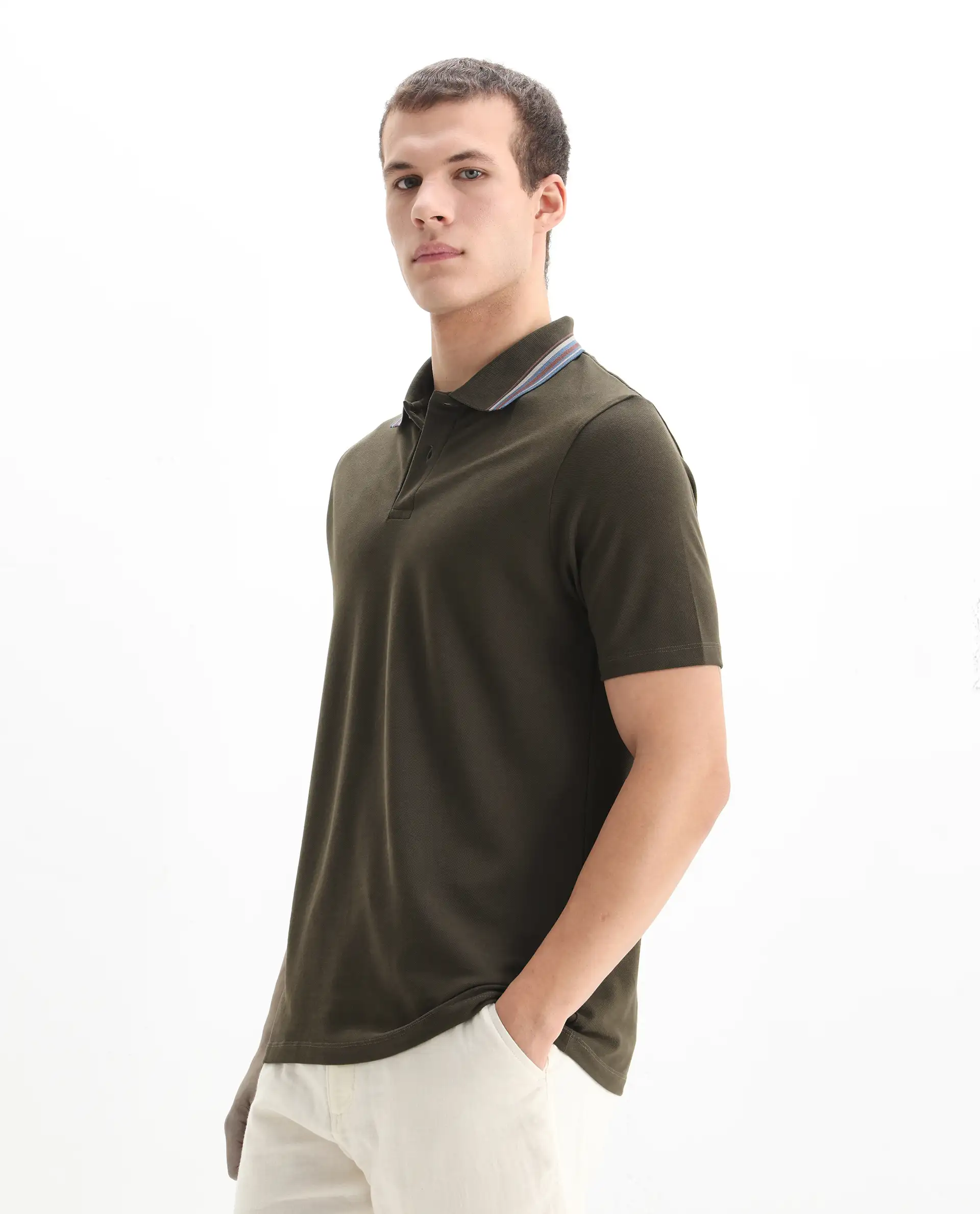 Rare Rabbit Men's Cotton Plain Regular Fit Half Sleeve Polo - Image 5