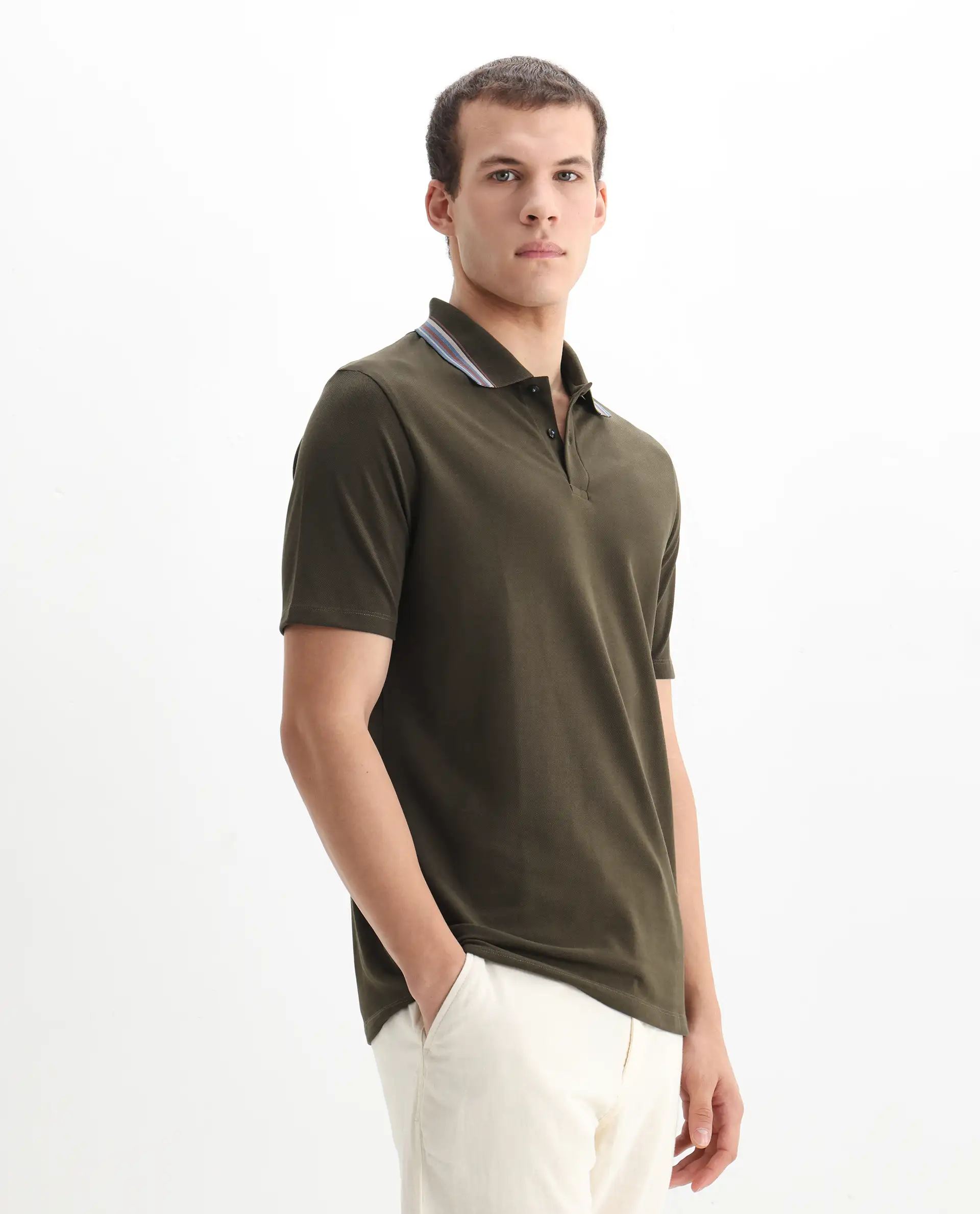 Rare Rabbit Men's Cotton Plain Regular Fit Half Sleeve Polo - Image 6