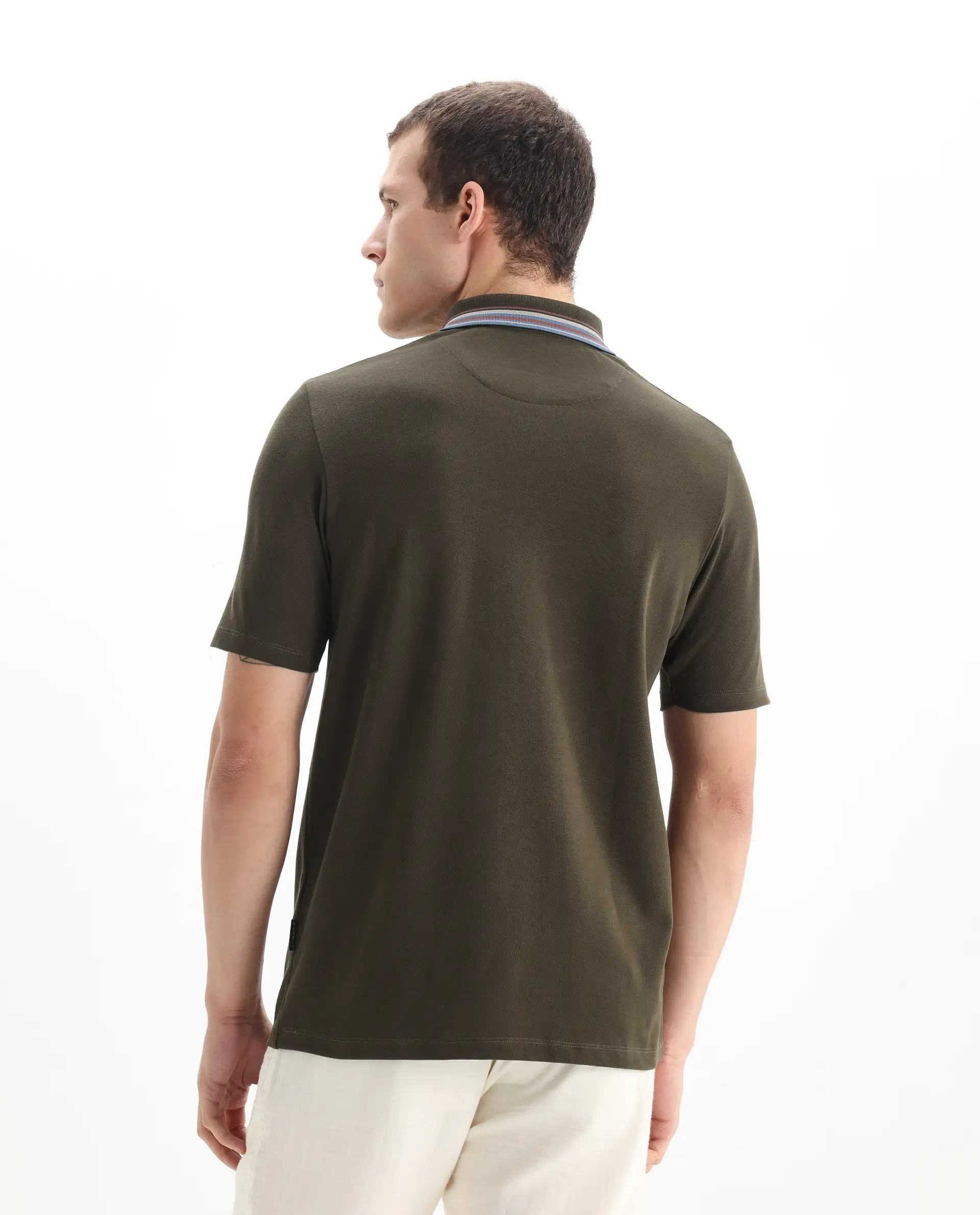 Rare Rabbit Men's Cotton Plain Regular Fit Half Sleeve Polo - Image 7