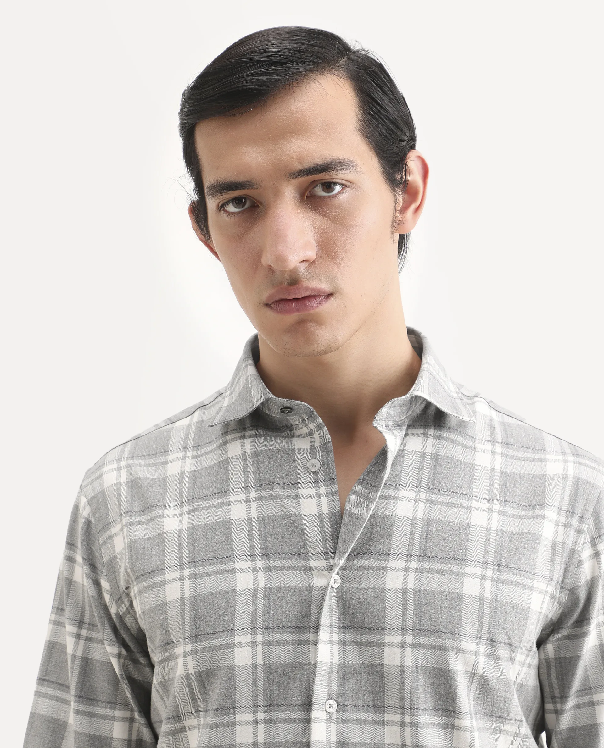 Rare Rabbit Men's Clary Dark Grey Cotton Fabric Full Sleeve Regular Fit Checked Shirt - Image 7
