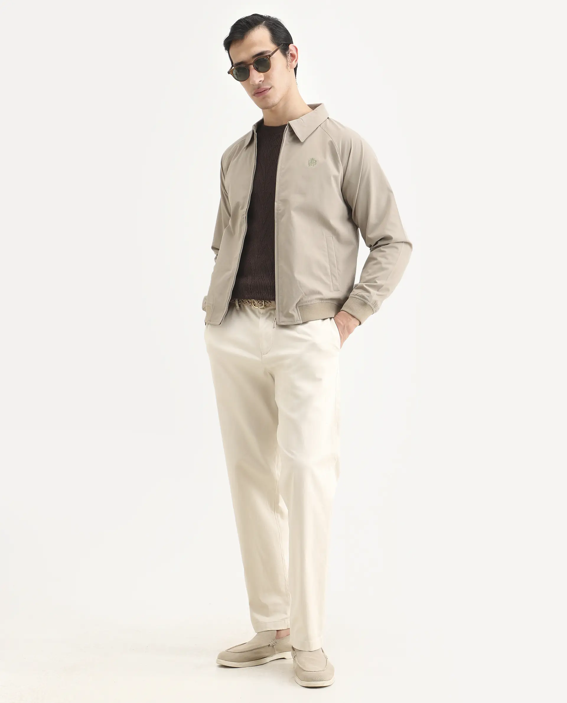 Rare Rabbit Men's Clayon Beige Polyester Embroidered Regular Fit Full Sleeve Spread Collar Jacket - Image 2