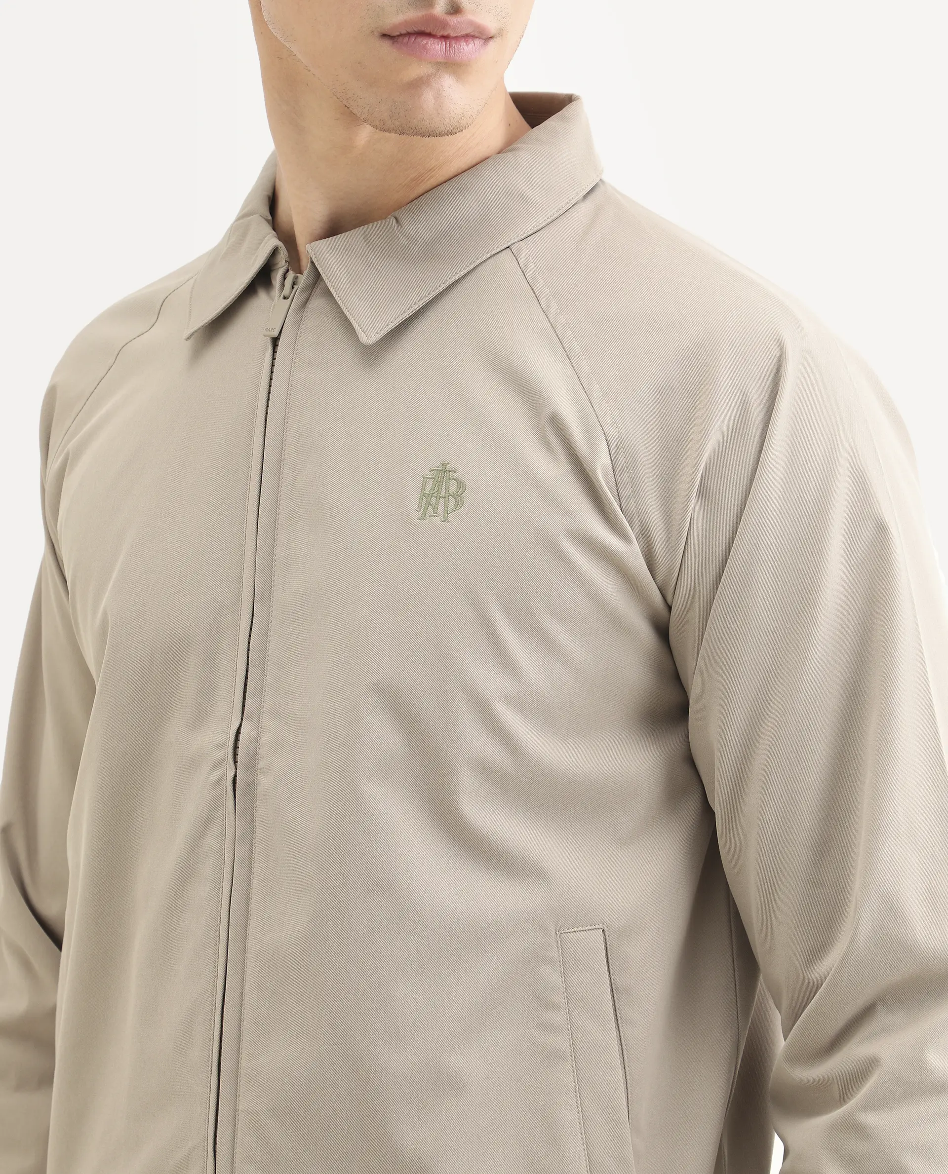 Rare Rabbit Men's Clayon Beige Polyester Embroidered Regular Fit Full Sleeve Spread Collar Jacket - Image 3