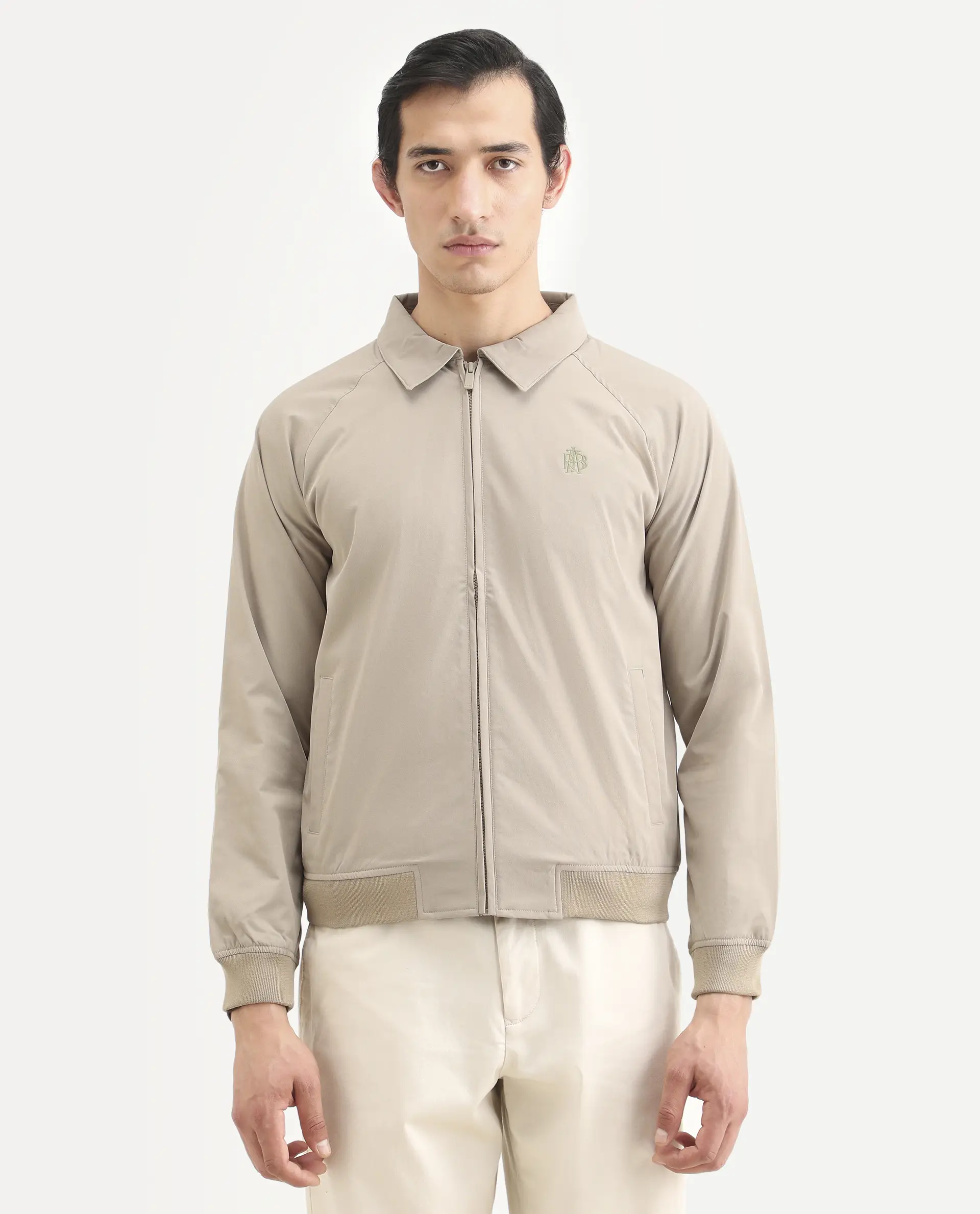 Rare Rabbit Men's Clayon Beige Polyester Embroidered Regular Fit Full Sleeve Spread Collar Jacket - Image 4
