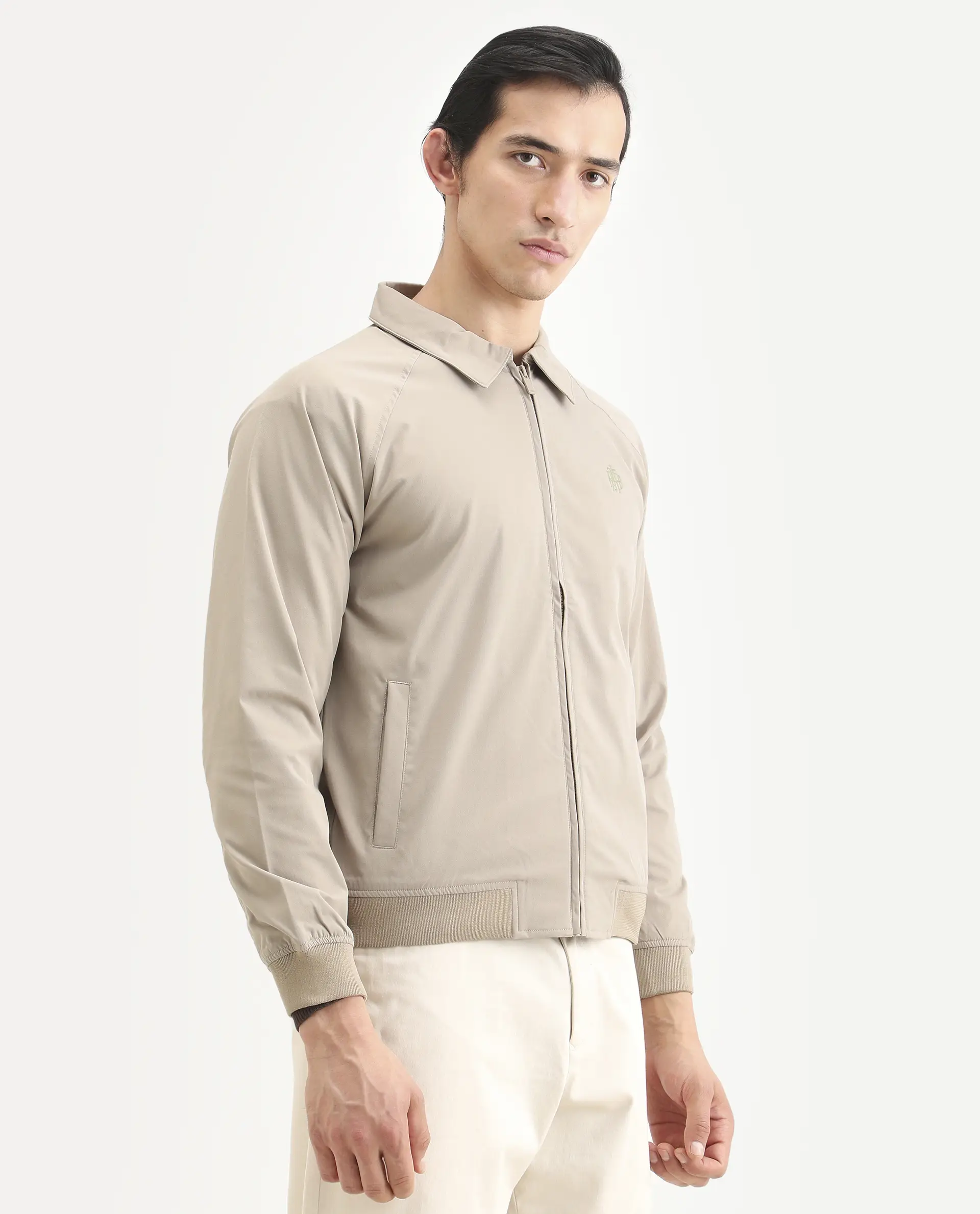 Rare Rabbit Men's Clayon Beige Polyester Embroidered Regular Fit Full Sleeve Spread Collar Jacket - Image 6