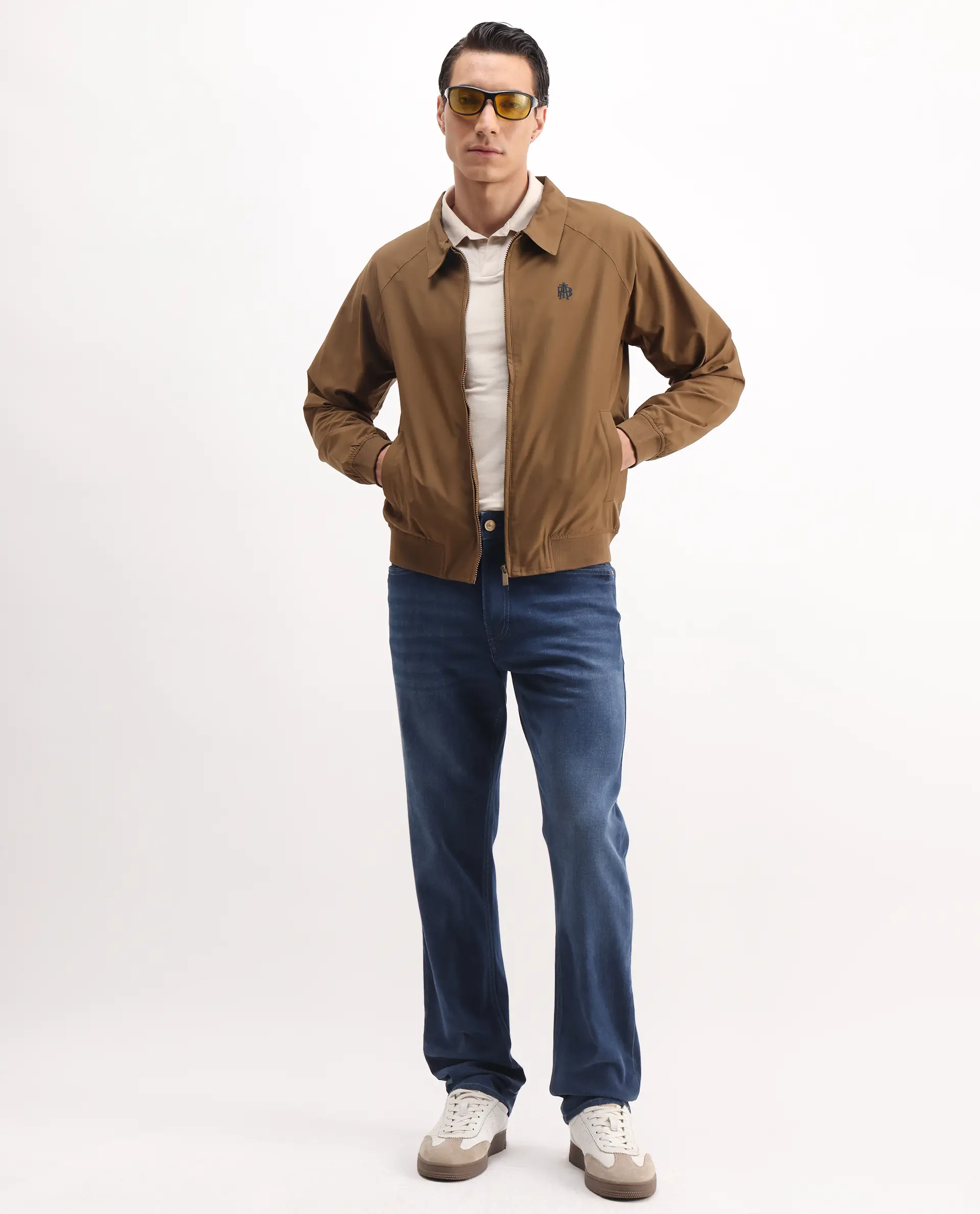 Rare Rabbit Men's Clayon Brown Polyester Embroidered Regular Fit Full Sleeve Spread Collar Jacket - Image 2