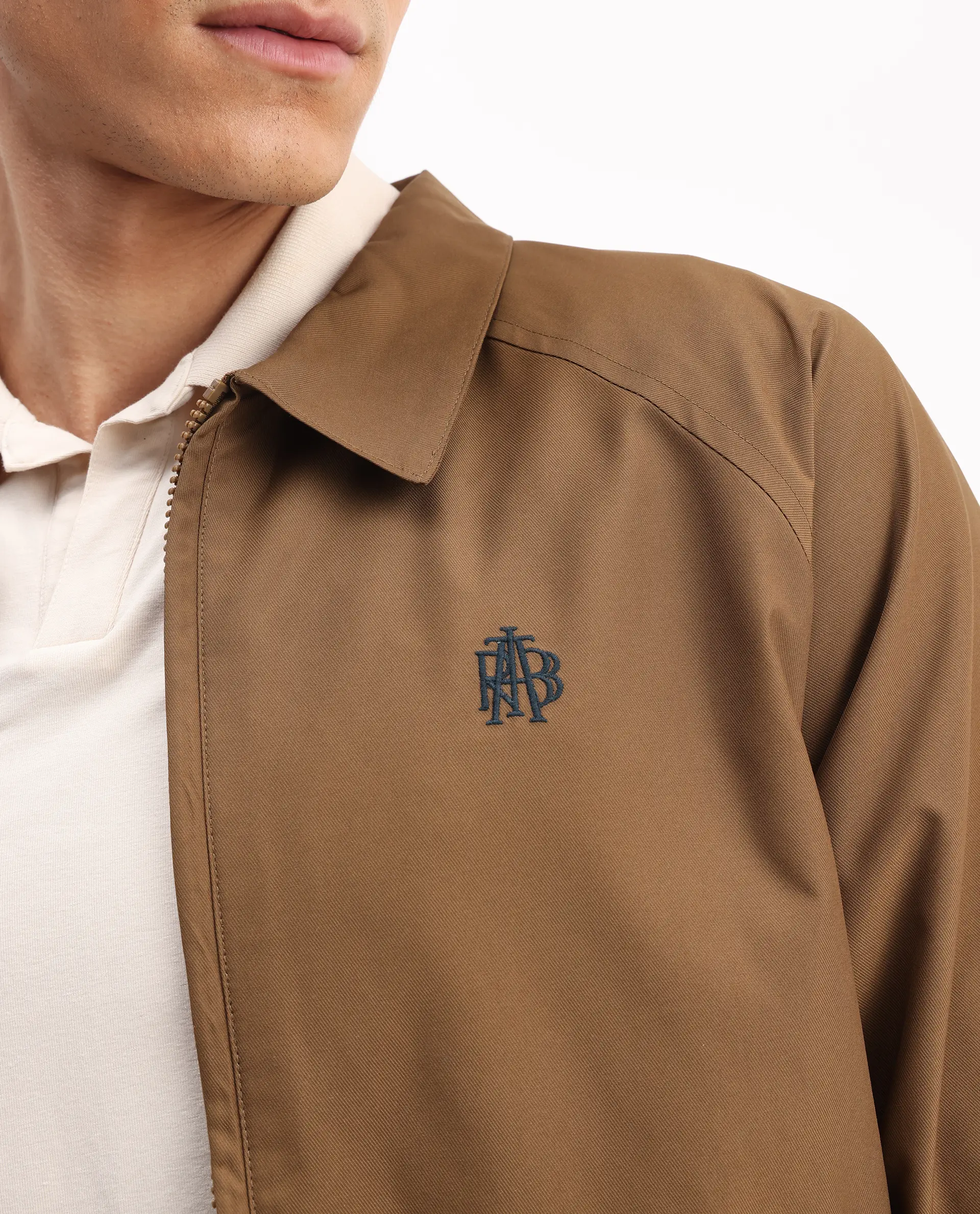 Rare Rabbit Men's Clayon Brown Polyester Embroidered Regular Fit Full Sleeve Spread Collar Jacket - Image 3