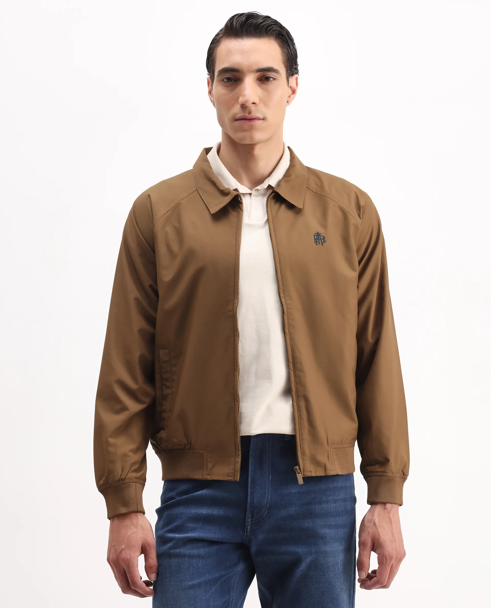 Rare Rabbit Men's Clayon Brown Polyester Embroidered Regular Fit Full Sleeve Spread Collar Jacket - Image 4