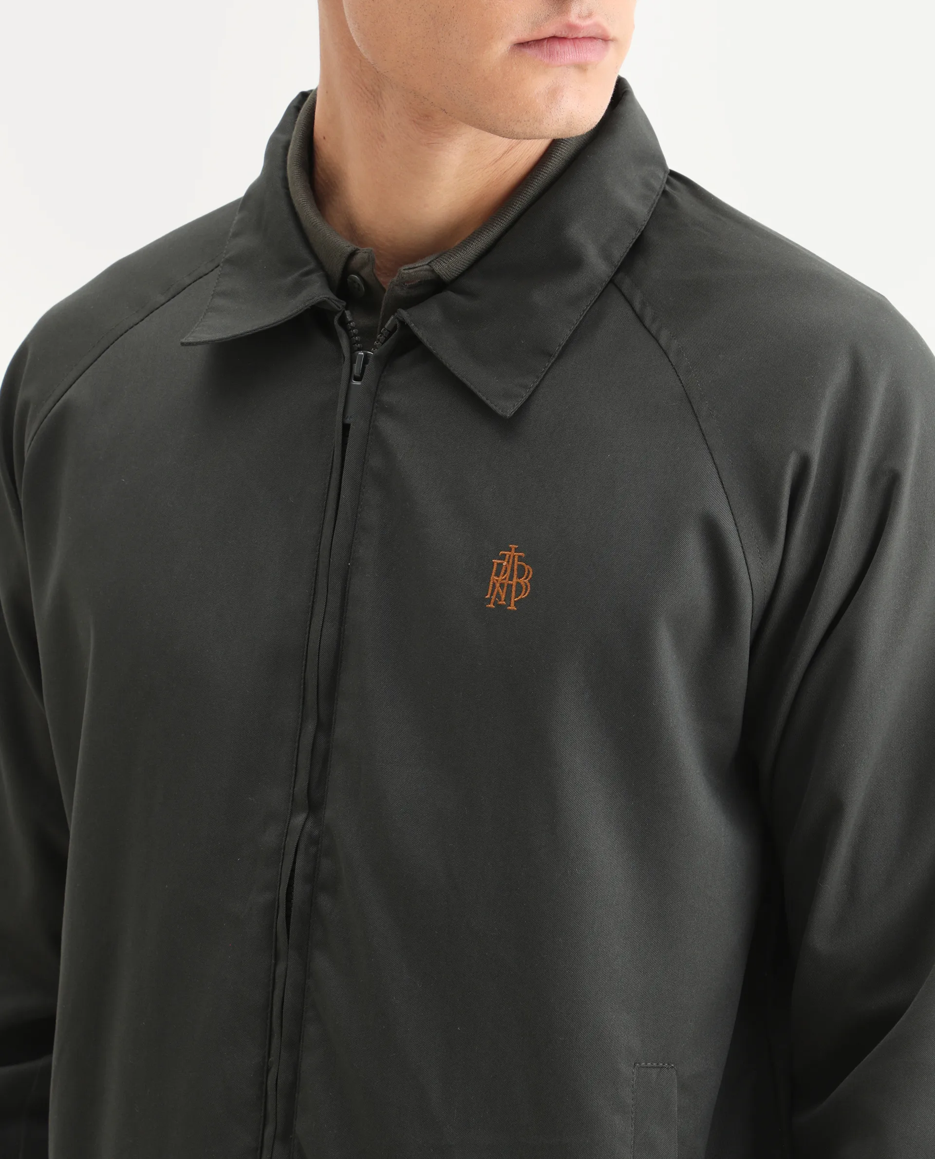 Rare Rabbit Men's Clayon Olive Polyester Embroidered Regular Fit Full Sleeve Spread Collar Jacket - Image 3