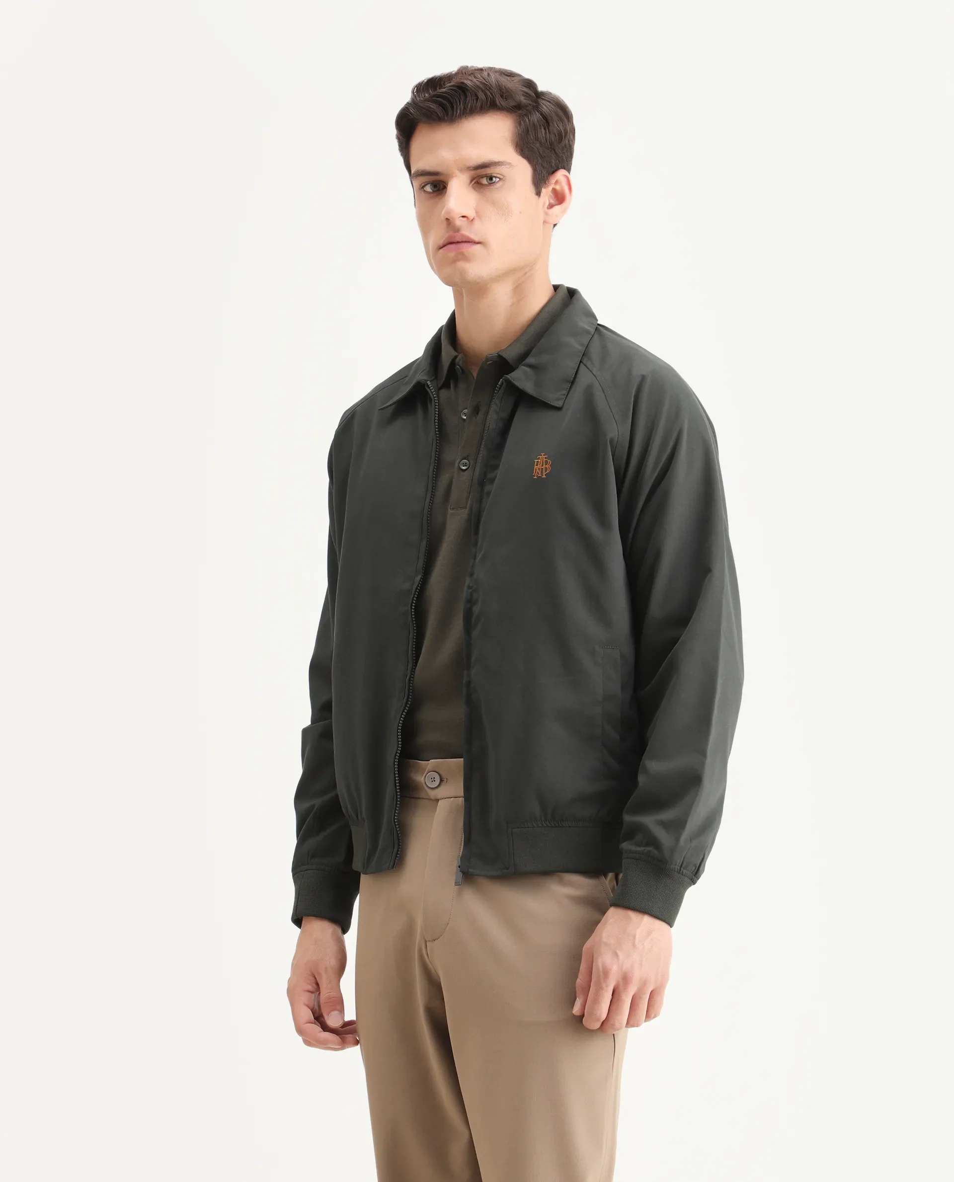 Rare Rabbit Men's Clayon Olive Polyester Embroidered Regular Fit Full Sleeve Spread Collar Jacket - Image 5