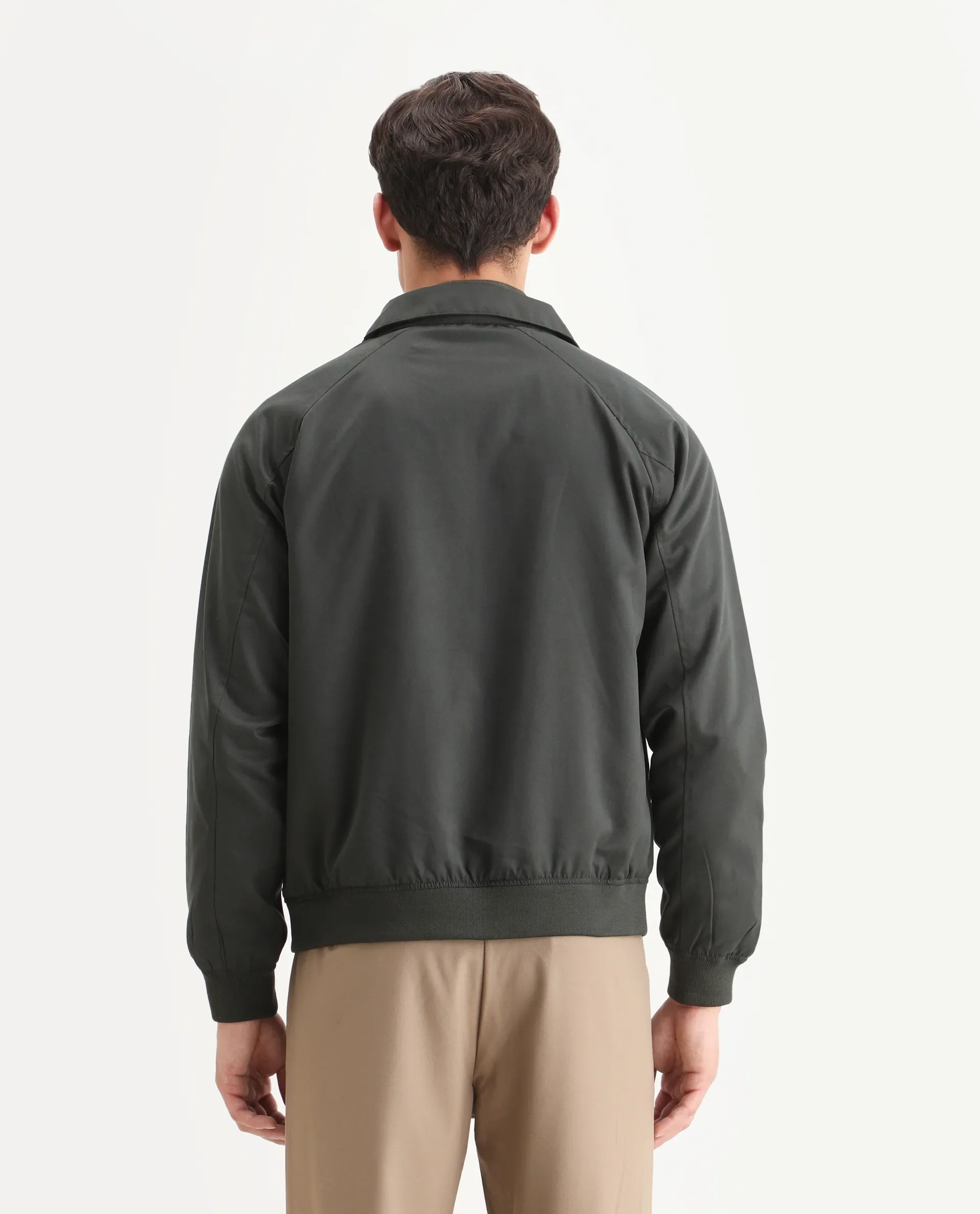 Rare Rabbit Men's Clayon Olive Polyester Embroidered Regular Fit Full Sleeve Spread Collar Jacket - Image 7