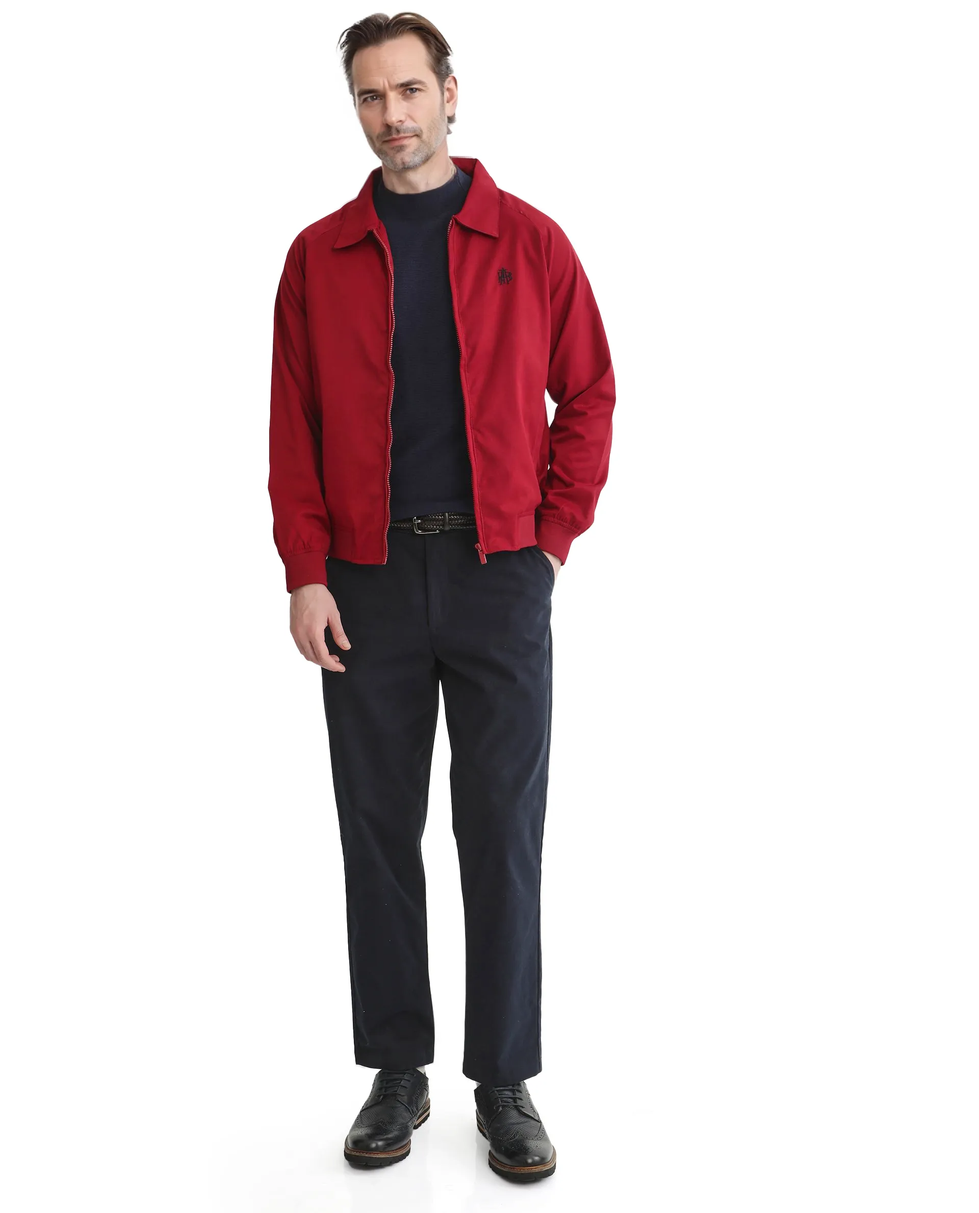 Rare Rabbit Men's Clayon Red Polyester Embroidered Regular Fit Full Sleeve Spread Collar Jacket - Image 2