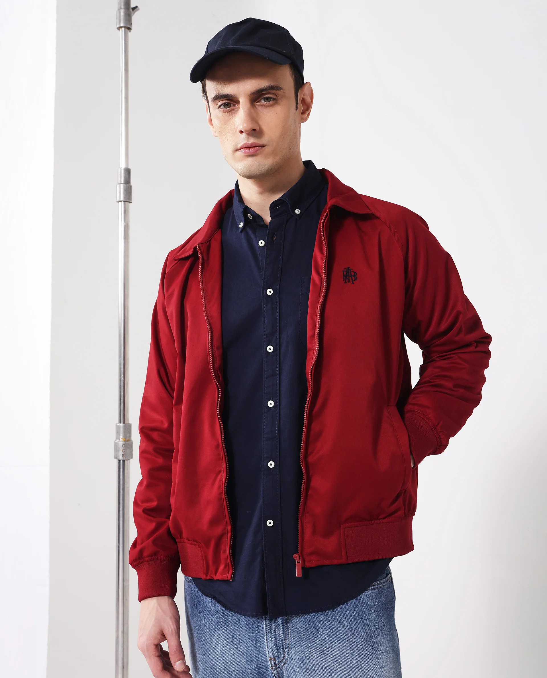 Rare Rabbit Men's Clayon Red Polyester Embroidered Regular Fit Full Sleeve Spread Collar Jacket - Image 8