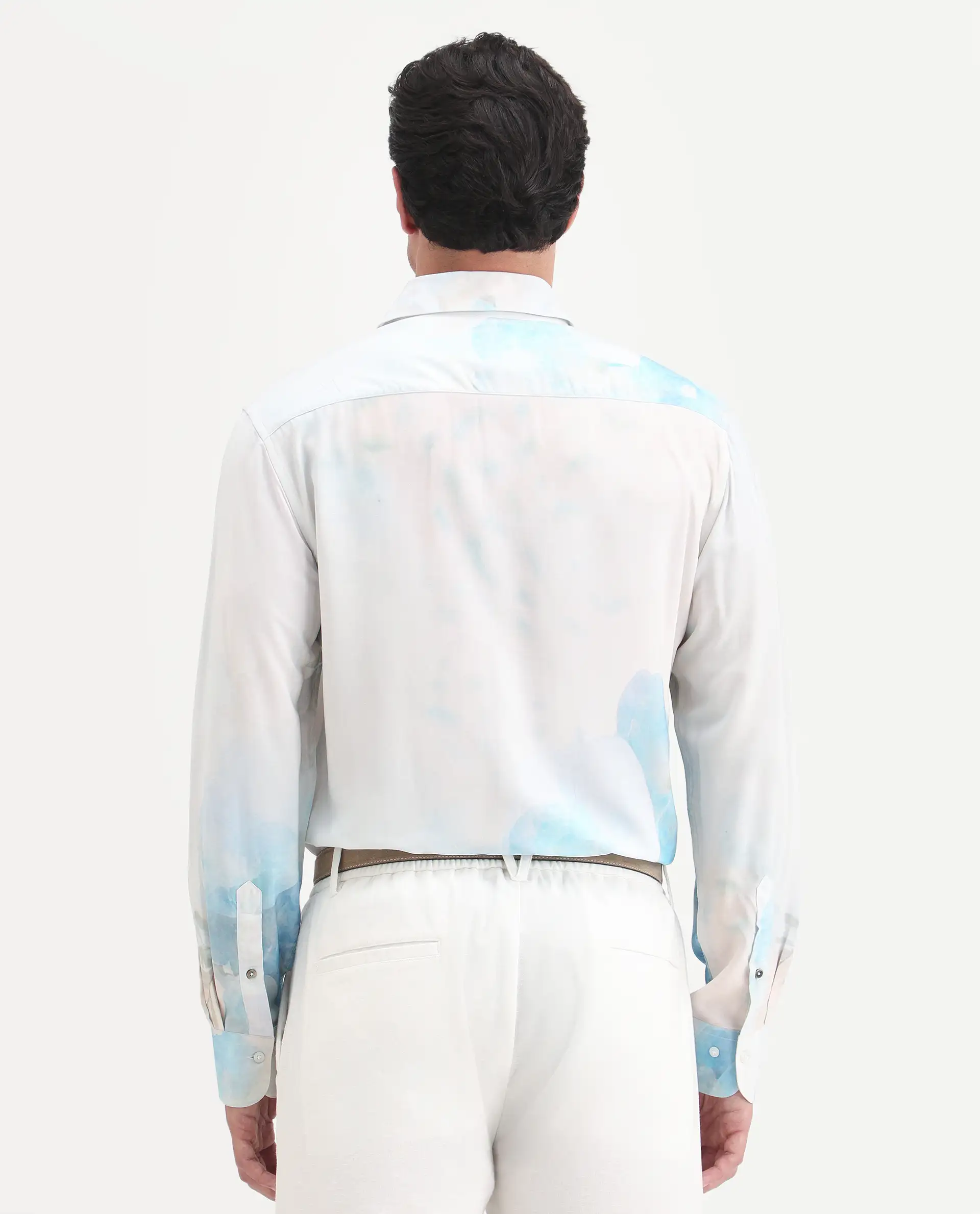 Rare Rabbit Men's Cleo White Viscose Fabric Full Sleeve Spread Collar Regular Fit Abstract Print Shirt - Image 7
