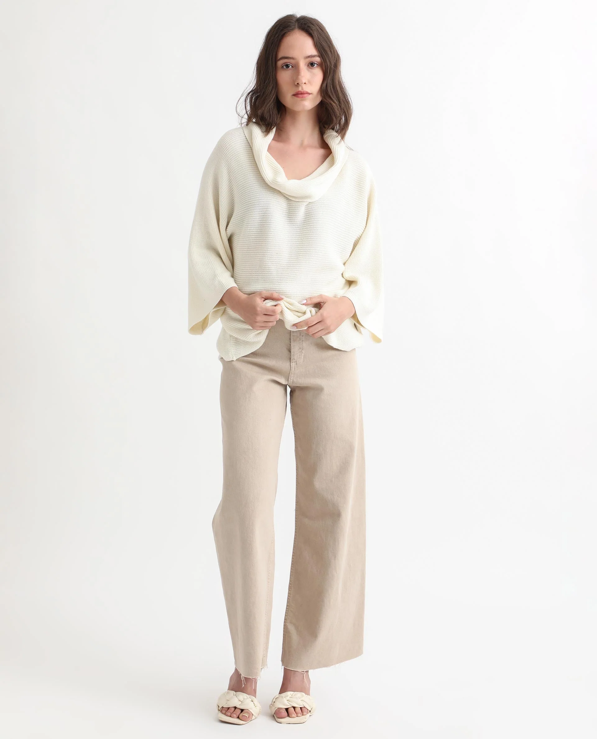 Rareism Women's Cleo Offwhite Cowl Neck Plain Relaxed Fit Sweater - Image 10