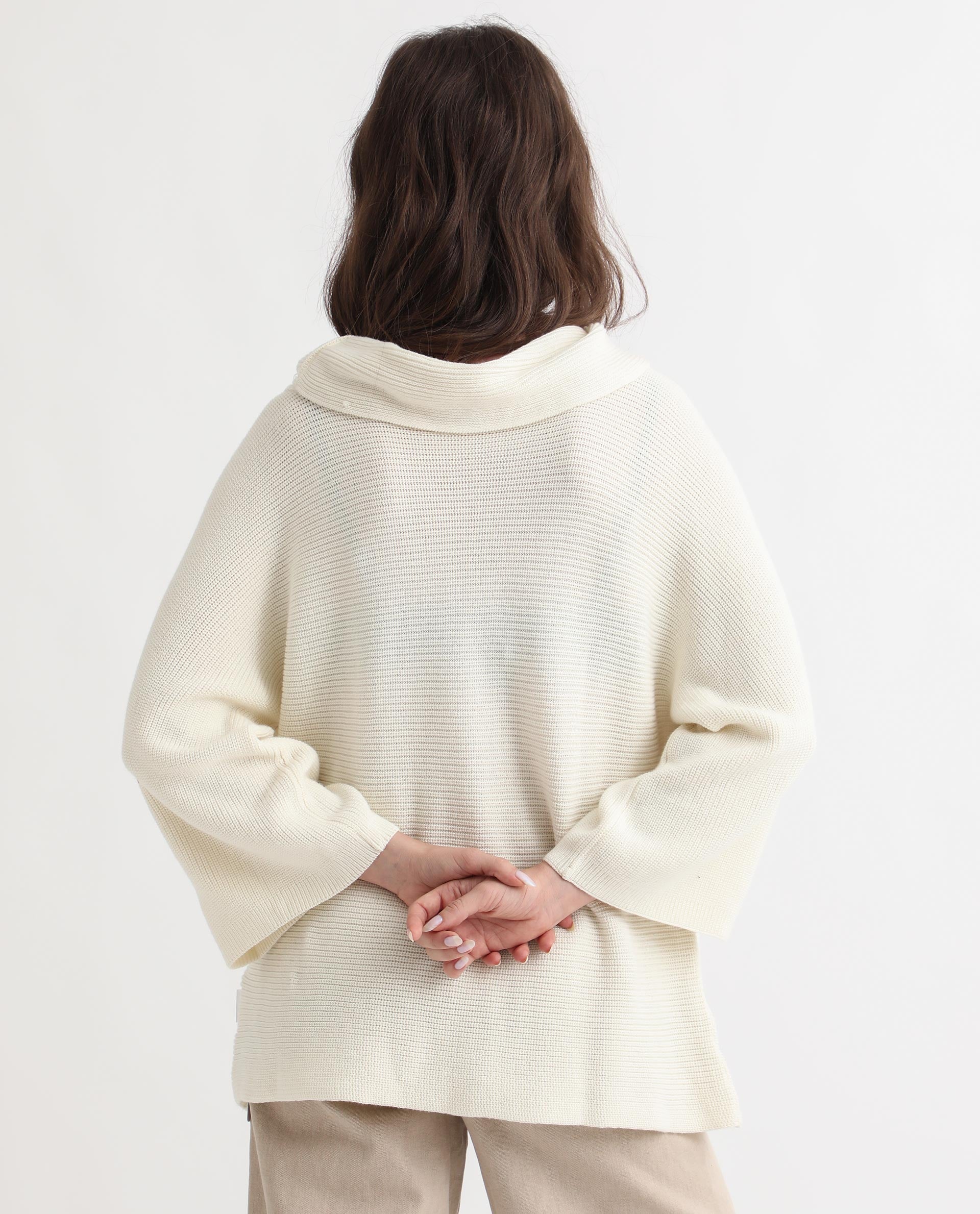 Rareism Women's Cleo Offwhite Cowl Neck Plain Relaxed Fit Sweater - Image 14