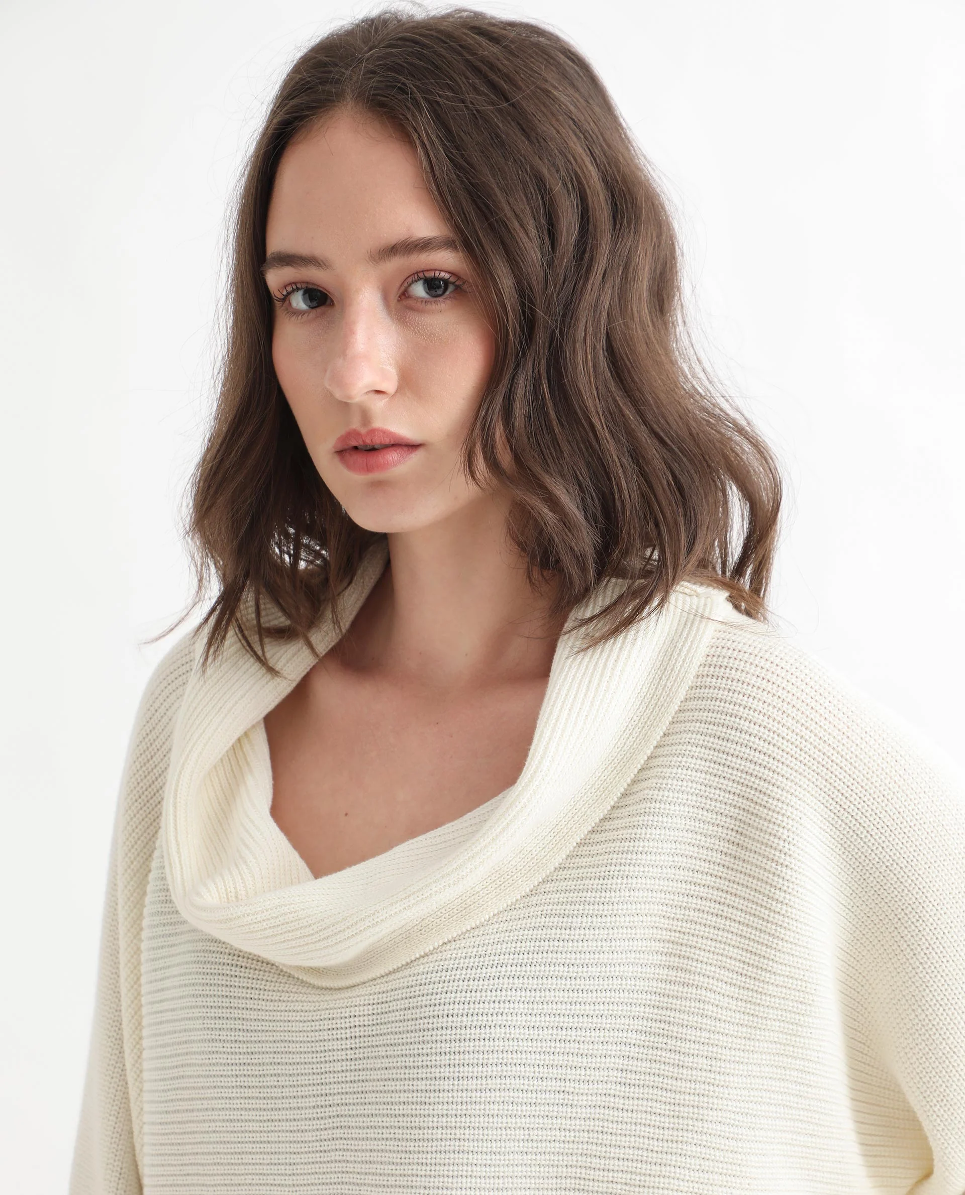 Rareism Women's Cleo Offwhite Cowl Neck Plain Relaxed Fit Sweater - Image 2