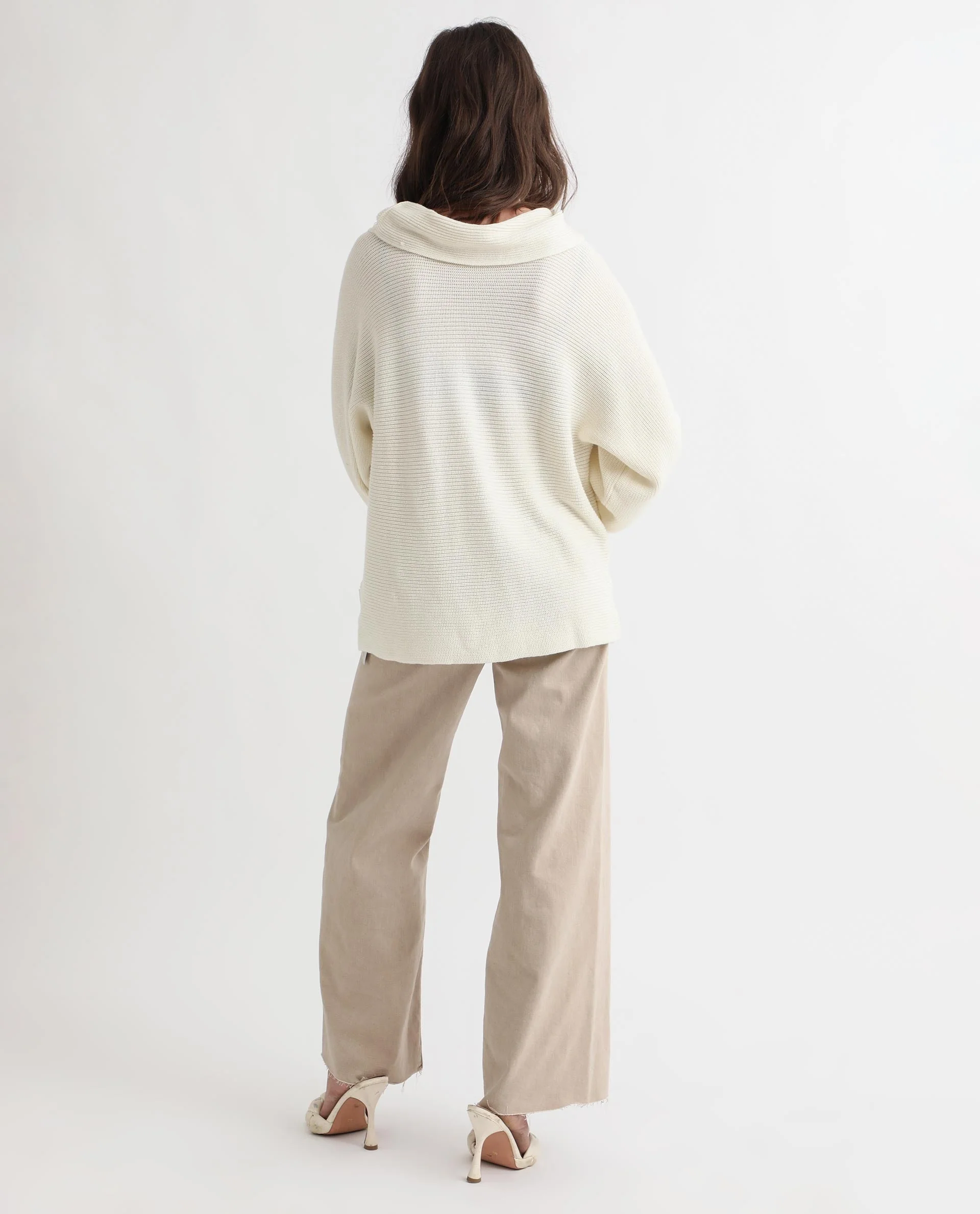 Rareism Women's Cleo Offwhite Cowl Neck Plain Relaxed Fit Sweater - Image 6