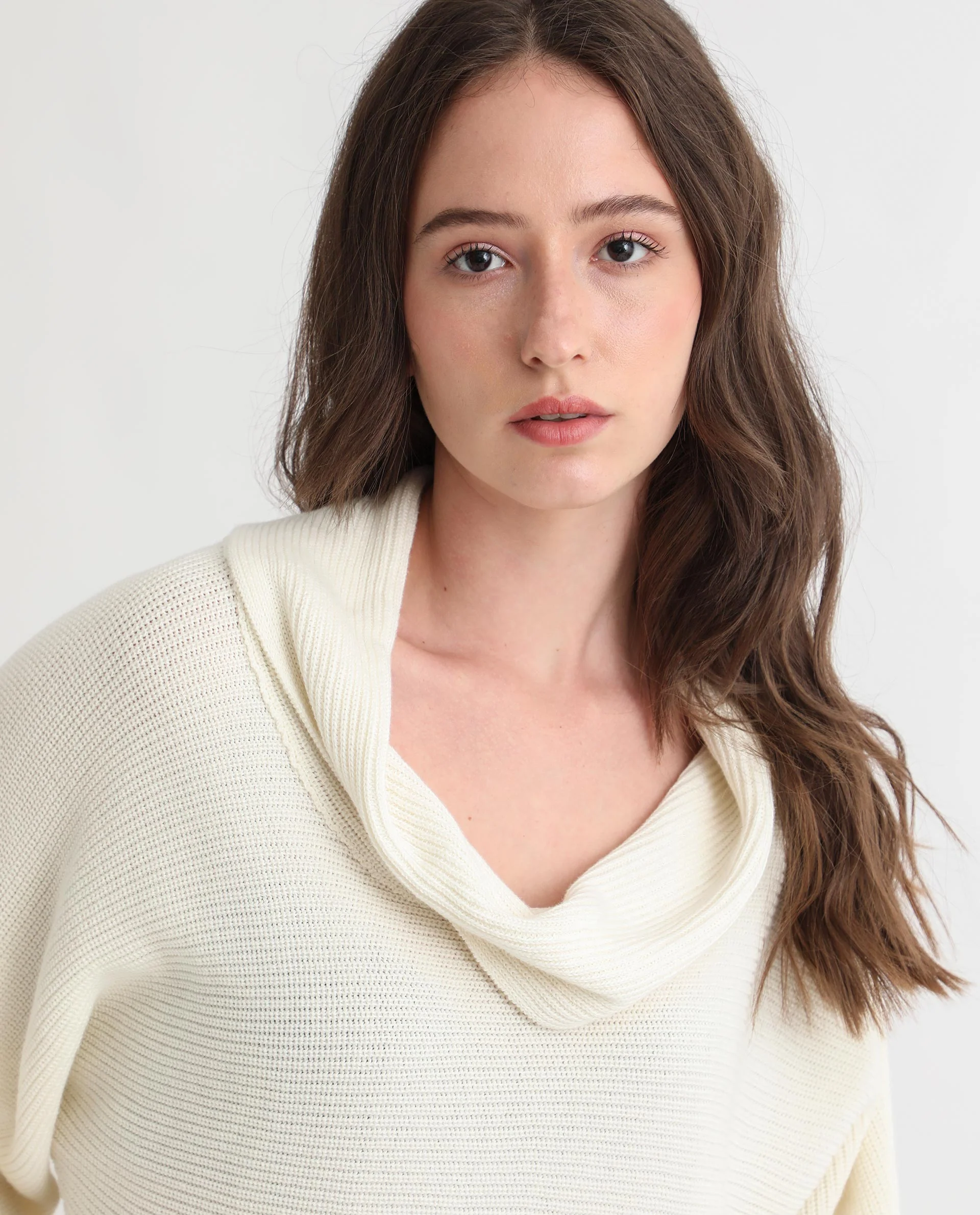 Rareism Women's Cleo Offwhite Cowl Neck Plain Relaxed Fit Sweater - Image 9