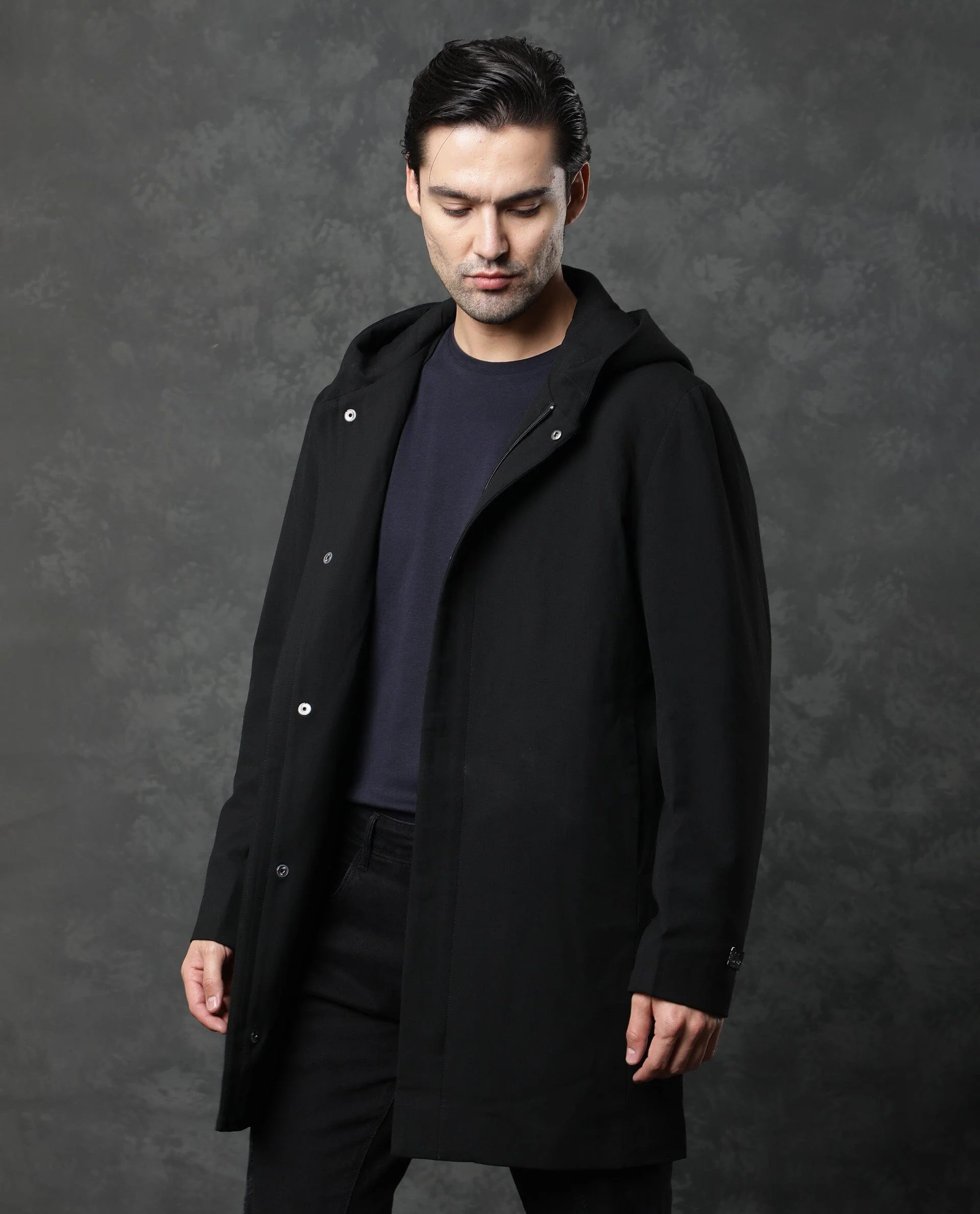 Rare Rabbit Men's Clichy Black Plain Regular Fit Full Sleeve Jacket - Image 5