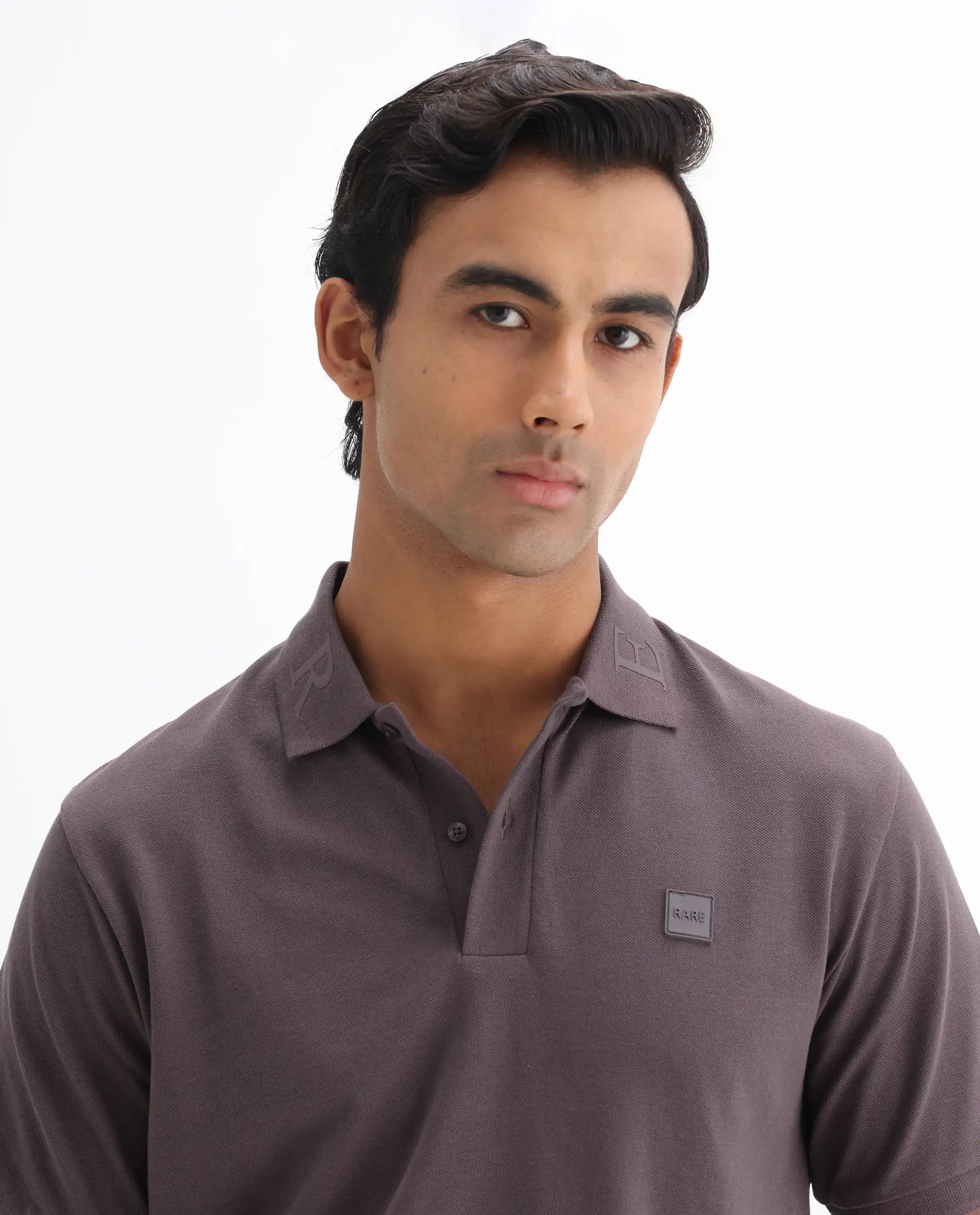 Rare Rabbit Men's Clif Dusky Purple Cotton Plain Regular Fit Half Sleeve Polo - Image 6