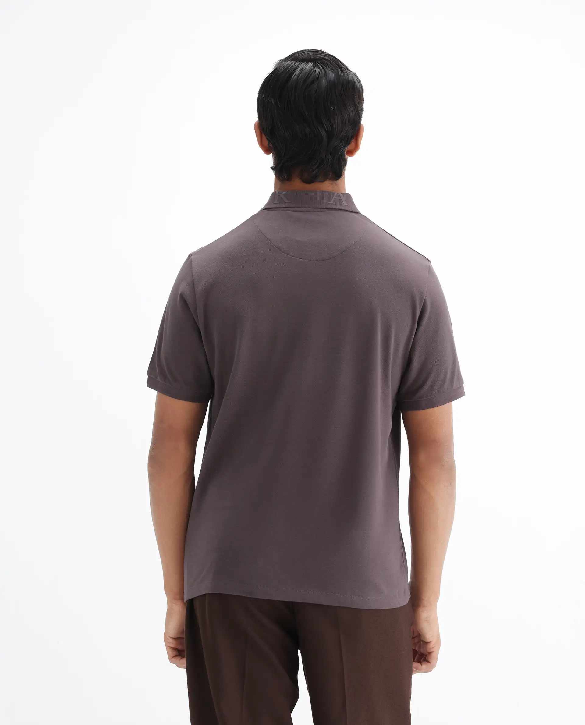 Rare Rabbit Men's Clif Dusky Purple Cotton Plain Regular Fit Half Sleeve Polo - Image 8