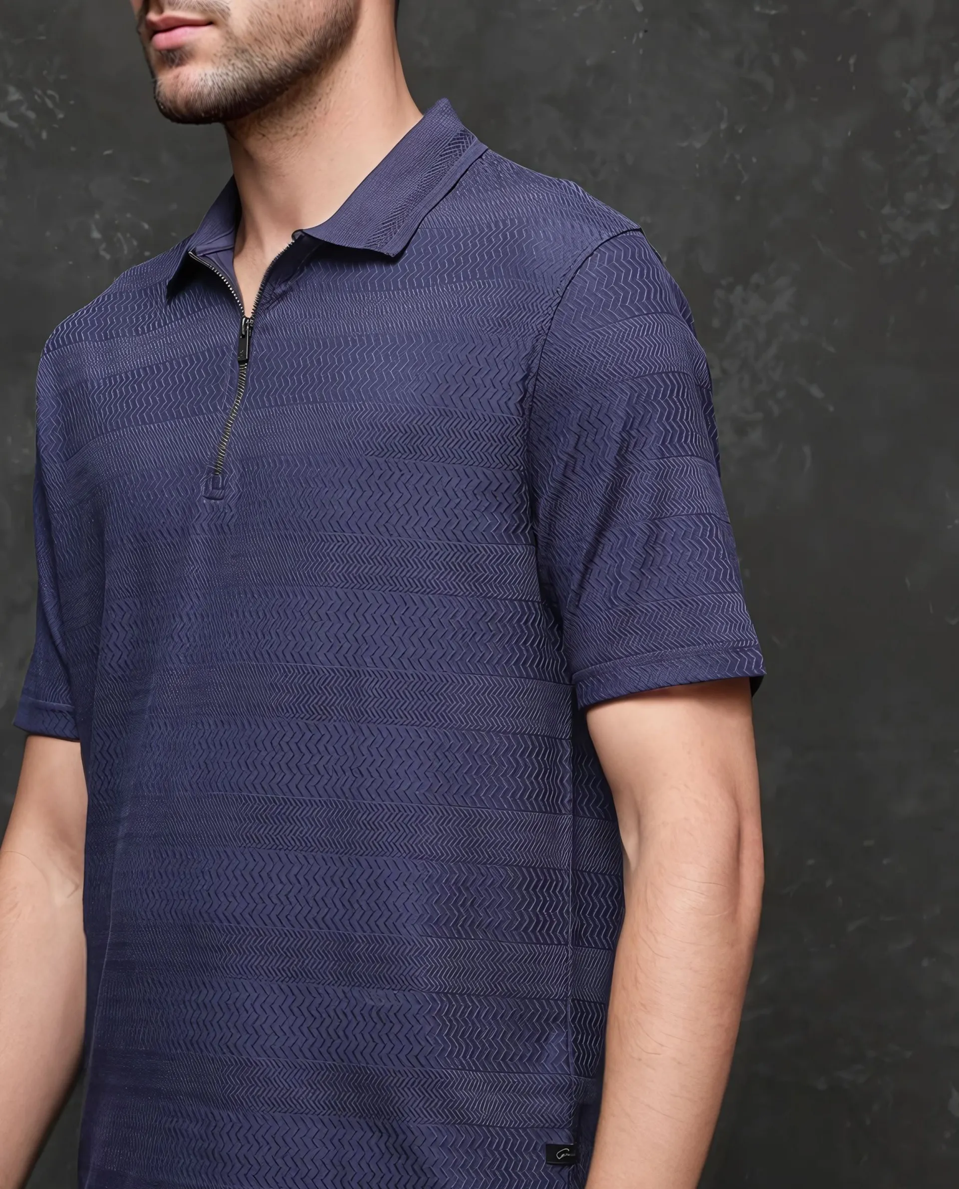 Rare Rabbit Men's Cotton Jacquard Regular Fit Half Sleeve Polo - Image 4