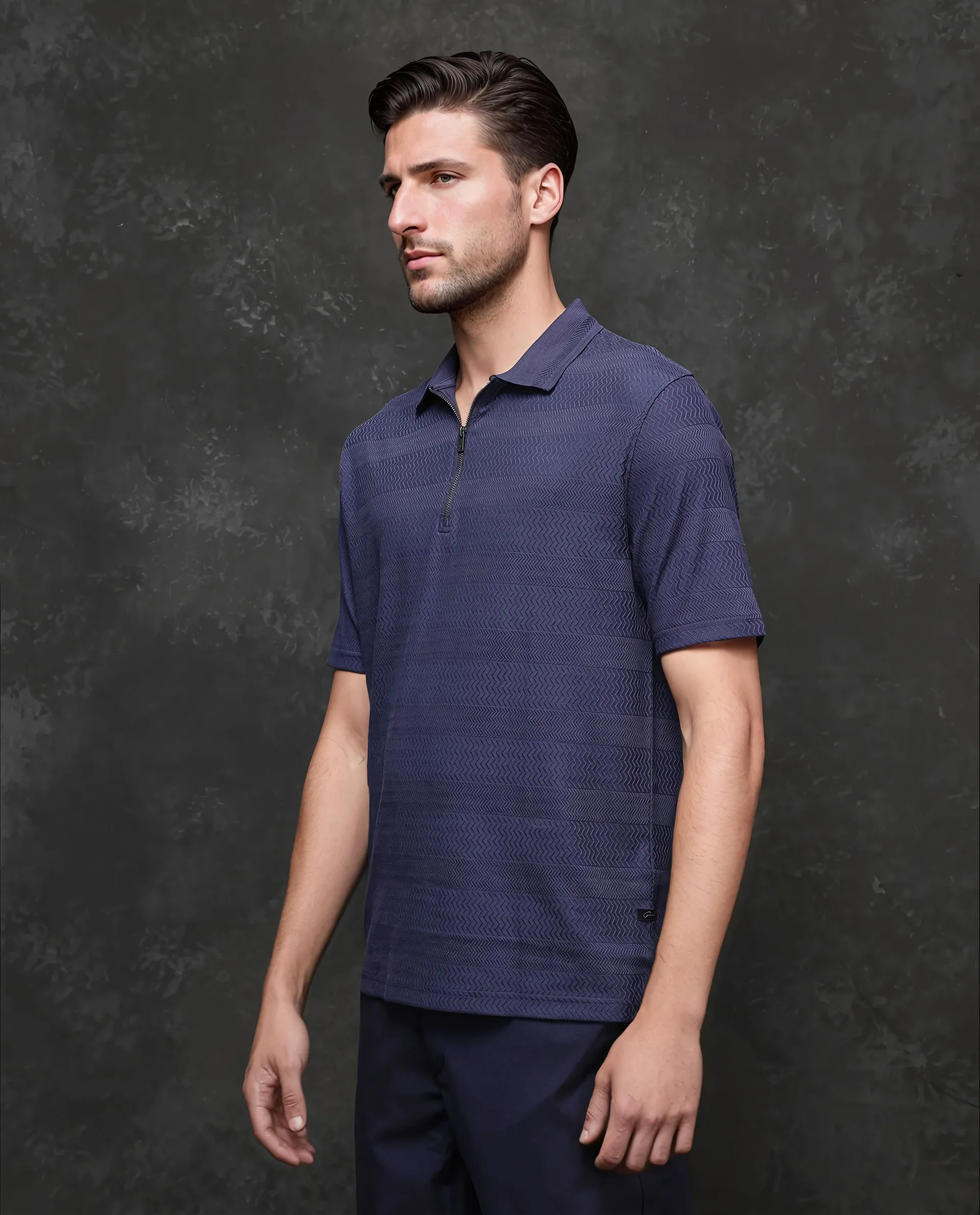 Rare Rabbit Men's Cotton Jacquard Regular Fit Half Sleeve Polo - Image 5